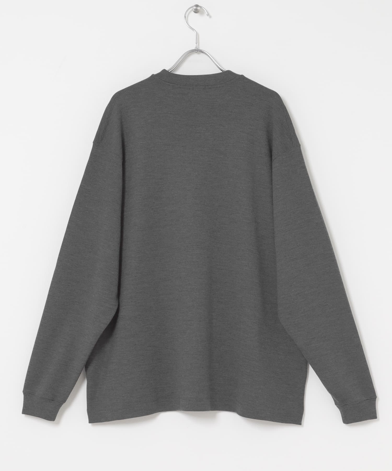 THE DAY　MERINO WOOL CREW NECK LONG SLEEVE SHIRT GRAY 1