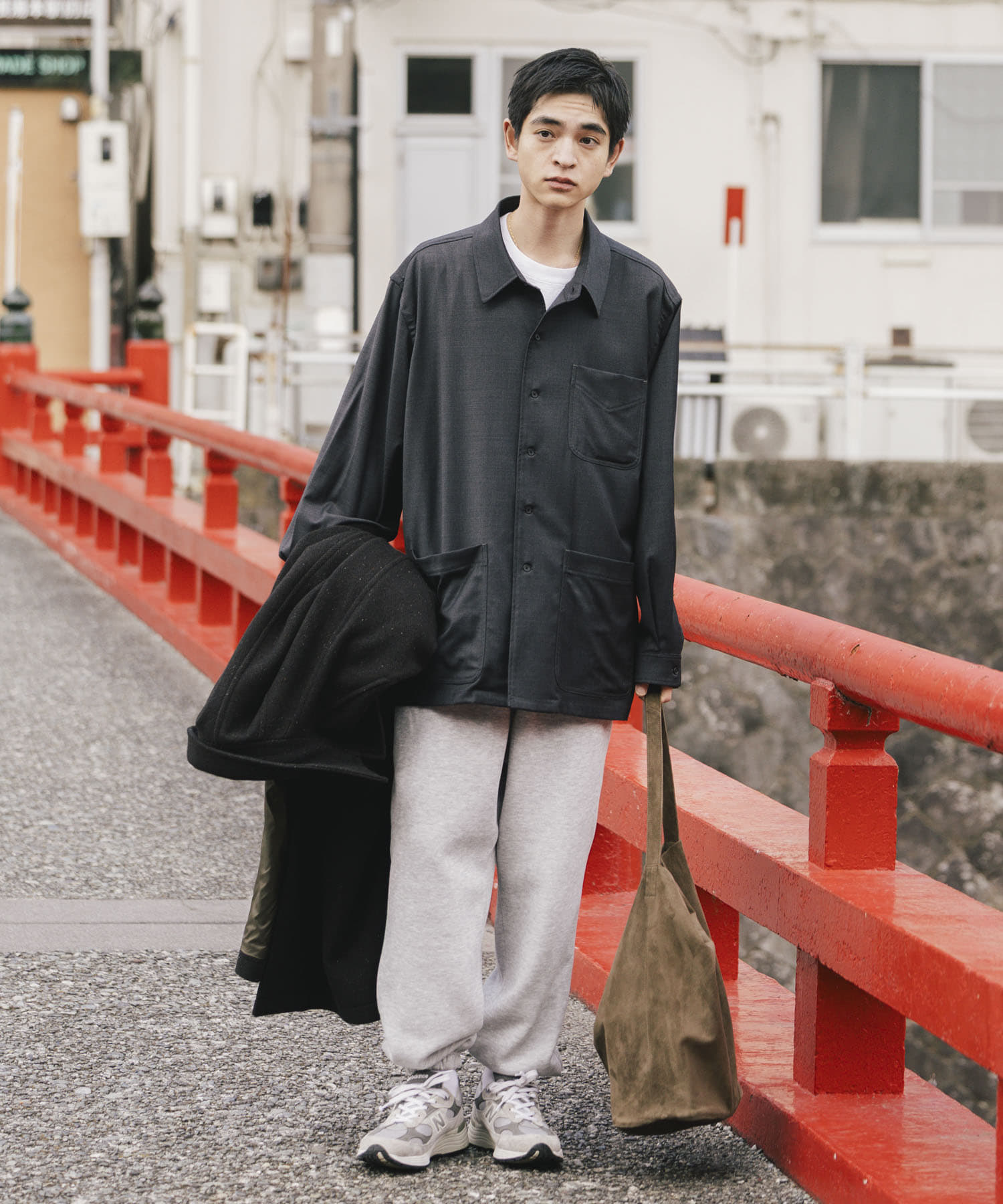 THE DAY　WOOL SILK CHORE JACKET CHARCOAL 1