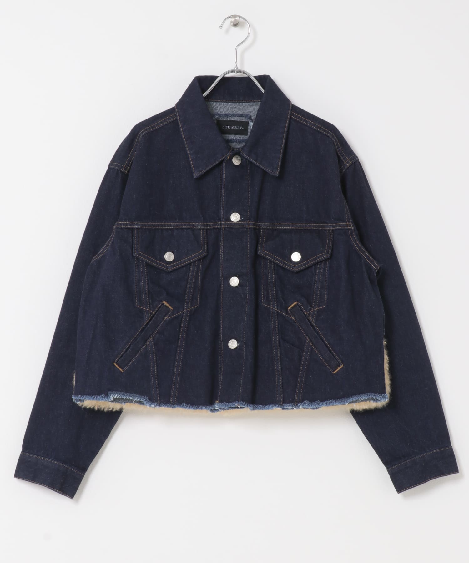 STUMBLY　Fur Trim Combination Denim Jk