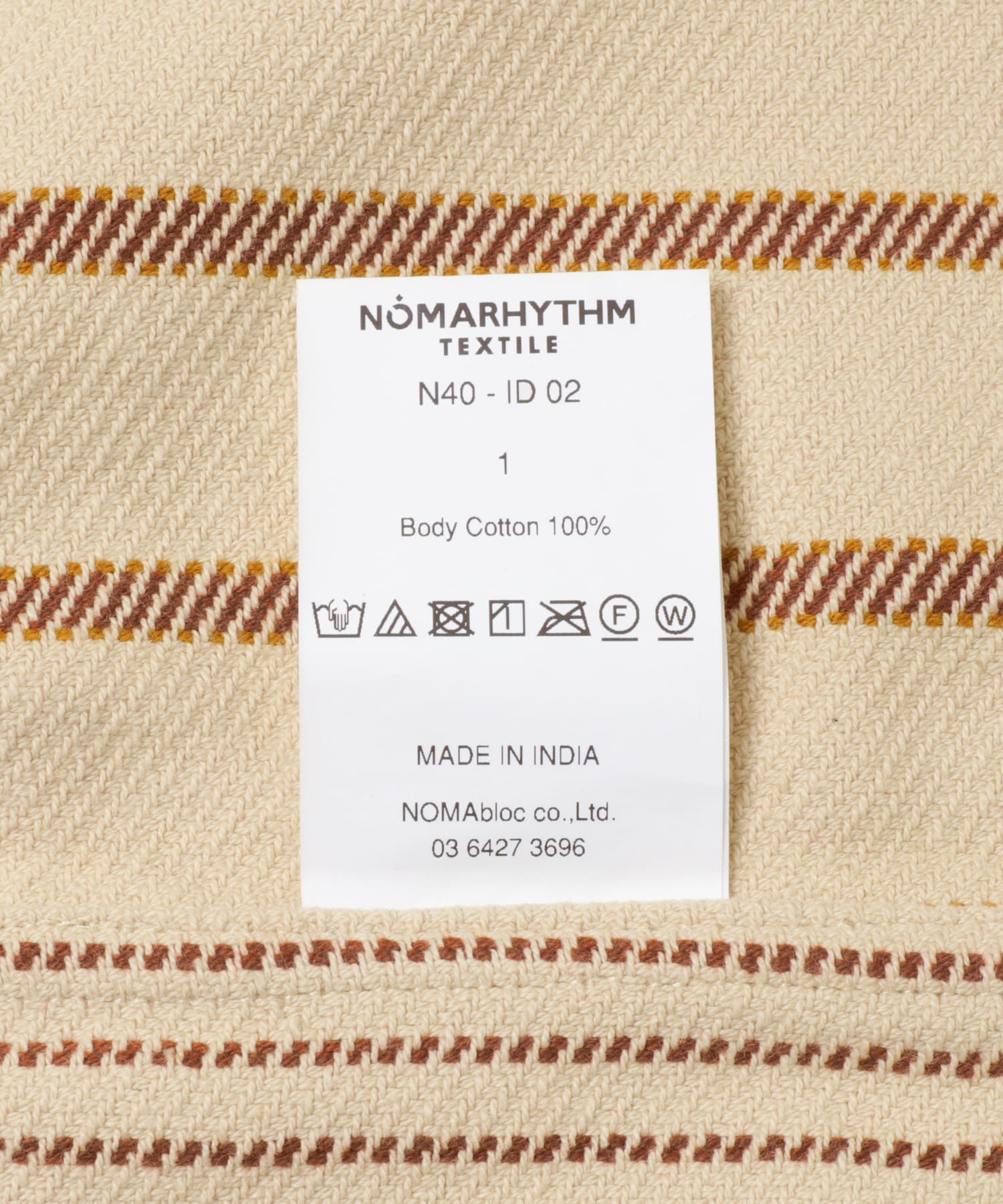 NOMARHYTHM TEXTILE　Stripe Shirt Jacket Crean 1