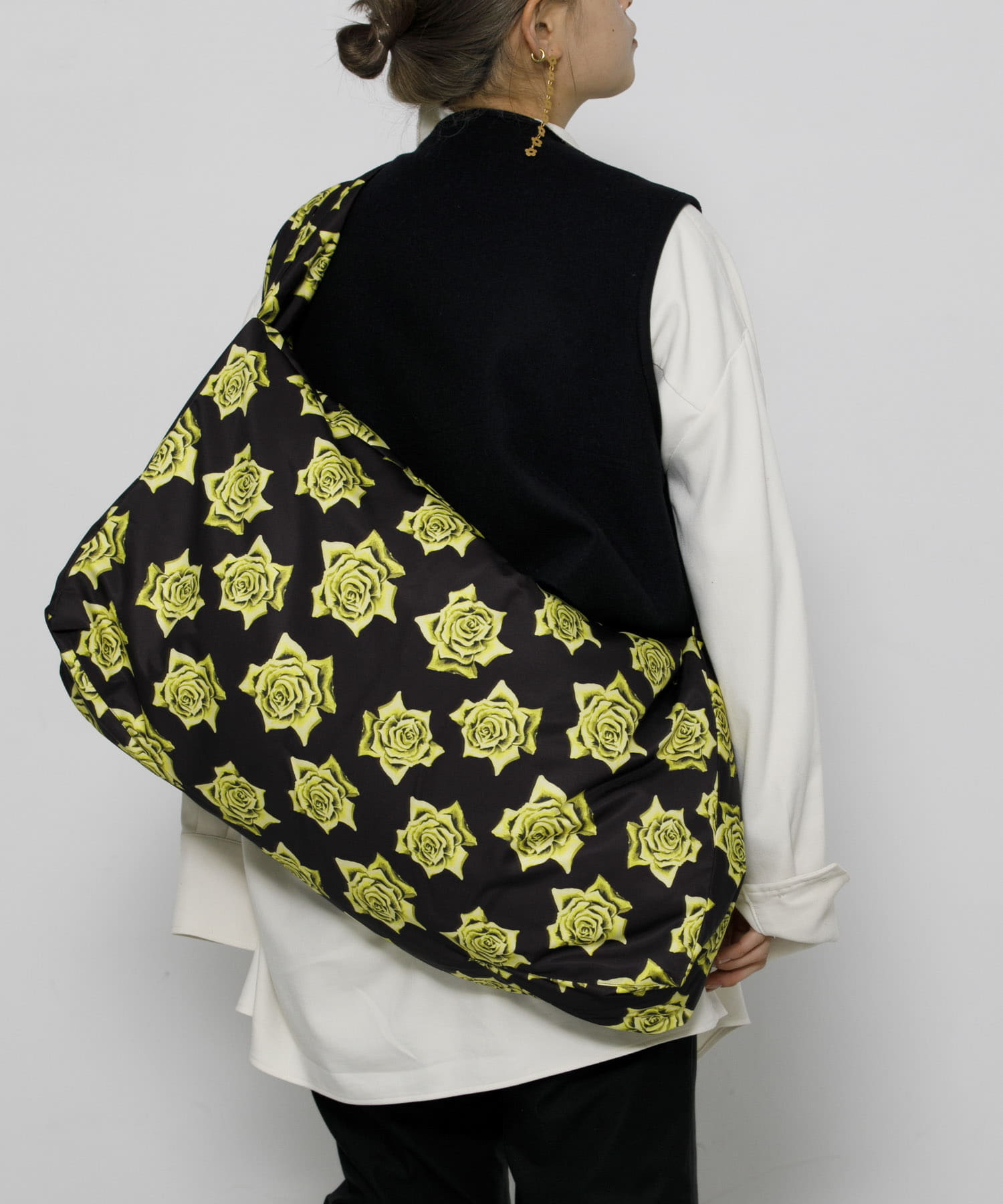 kokyo　Rectangulo Puff Bag XL RosesPrint Free