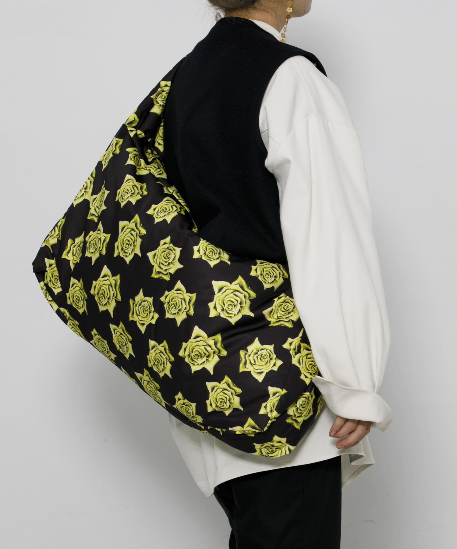 kokyo　Rectangulo Puff Bag XL RosesPrint Free