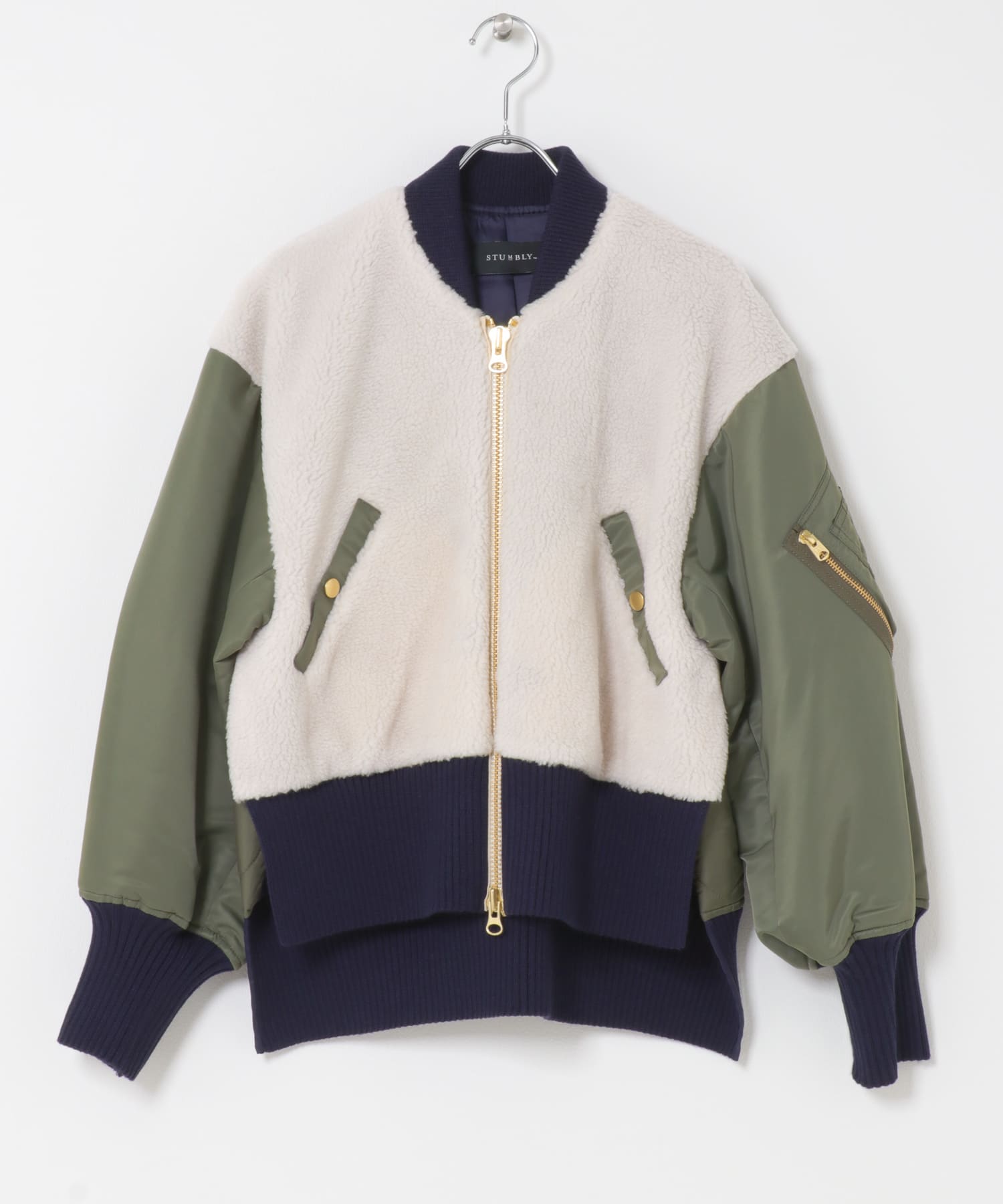 STUMBLY　Boa / Quilted MA-1 Combination khaki 38