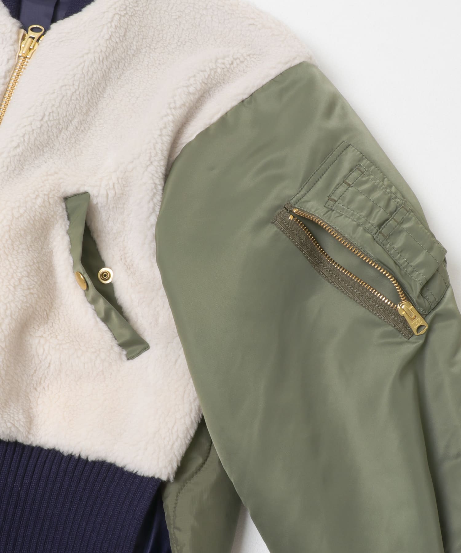 STUMBLY　Boa / Quilted MA-1 Combination khaki 38