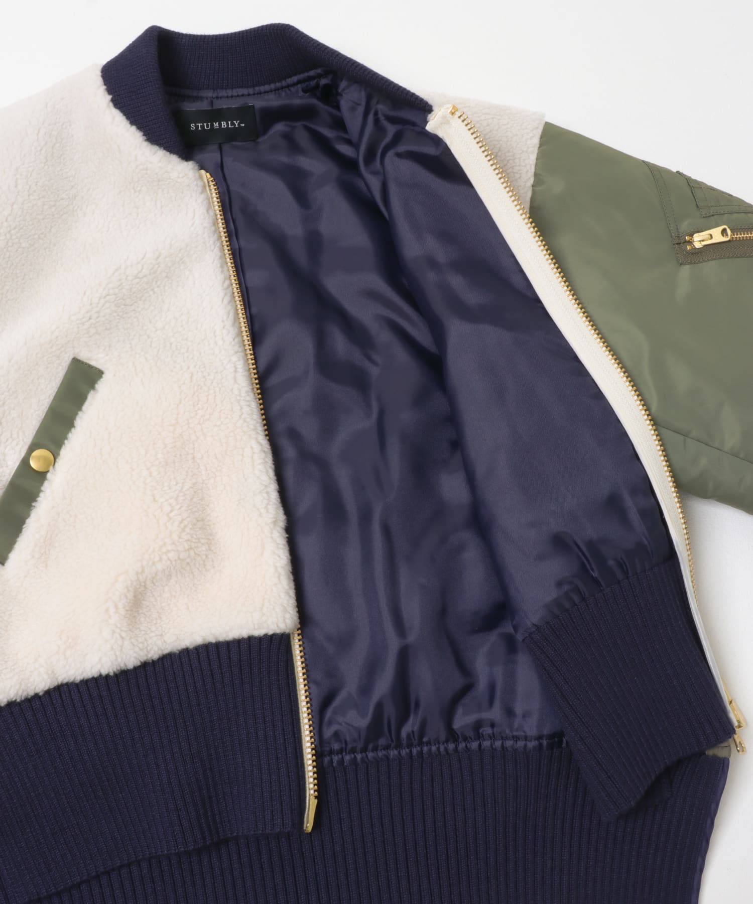 STUMBLY　Boa / Quilted MA-1 Combination khaki 38
