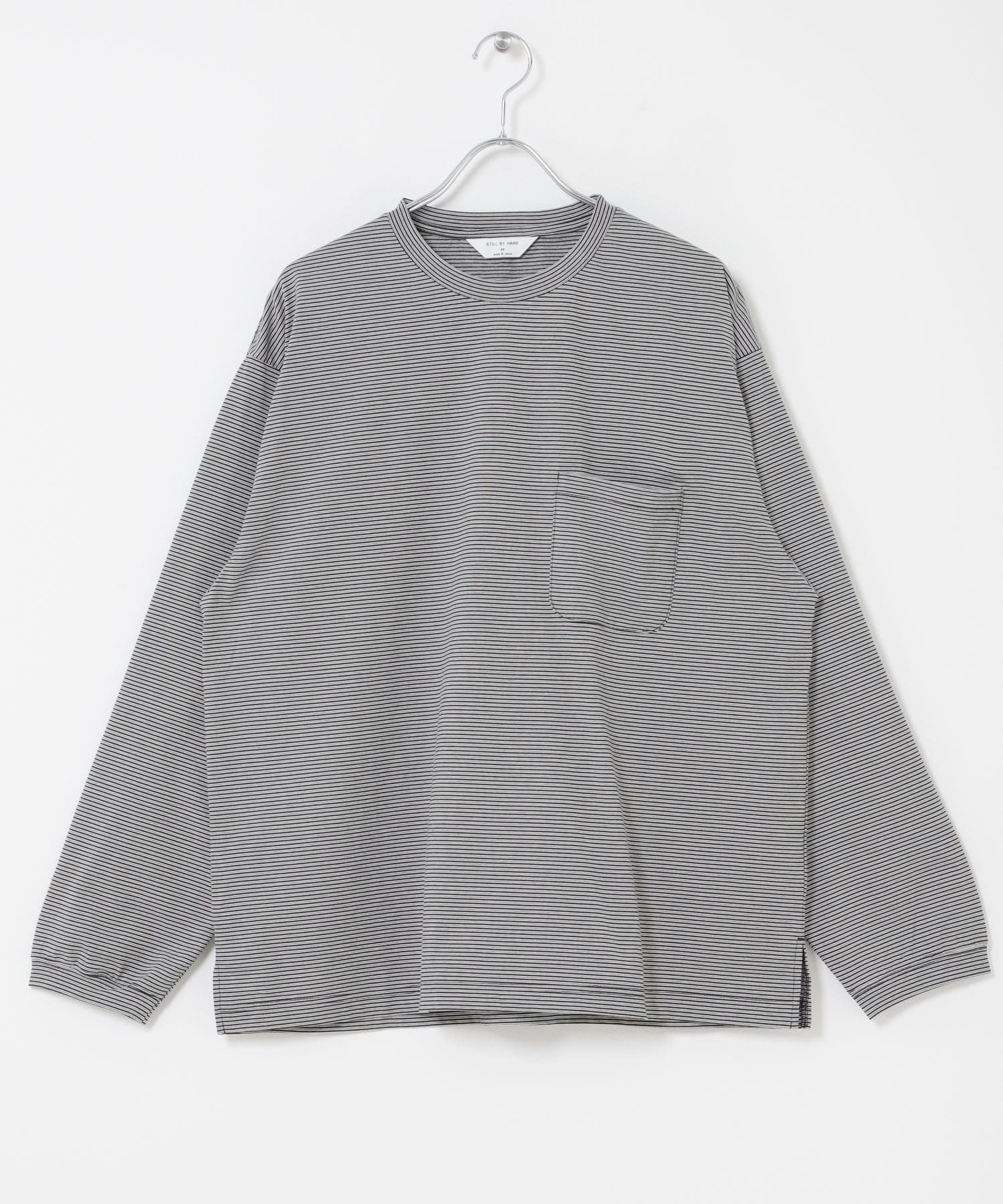 STILL BY HAND　STRIPED LONG SLEEVE GRY×BLK 46