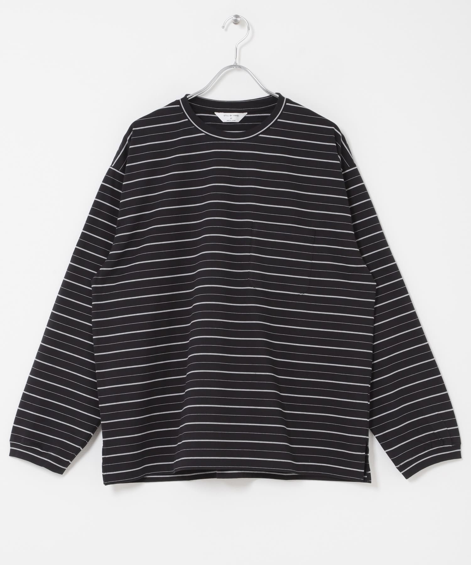 STILL BY HAND　STRIPED LONG SLEEVE BLK×WHT 46