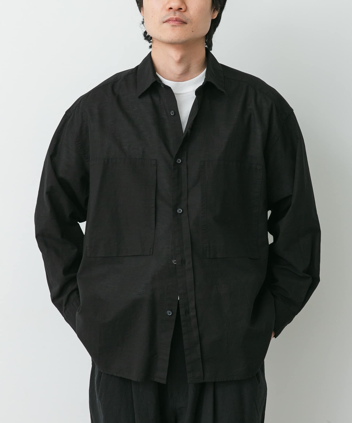 STILL BY HAND　綿ヘンプ製品染めオーバーシャツ
