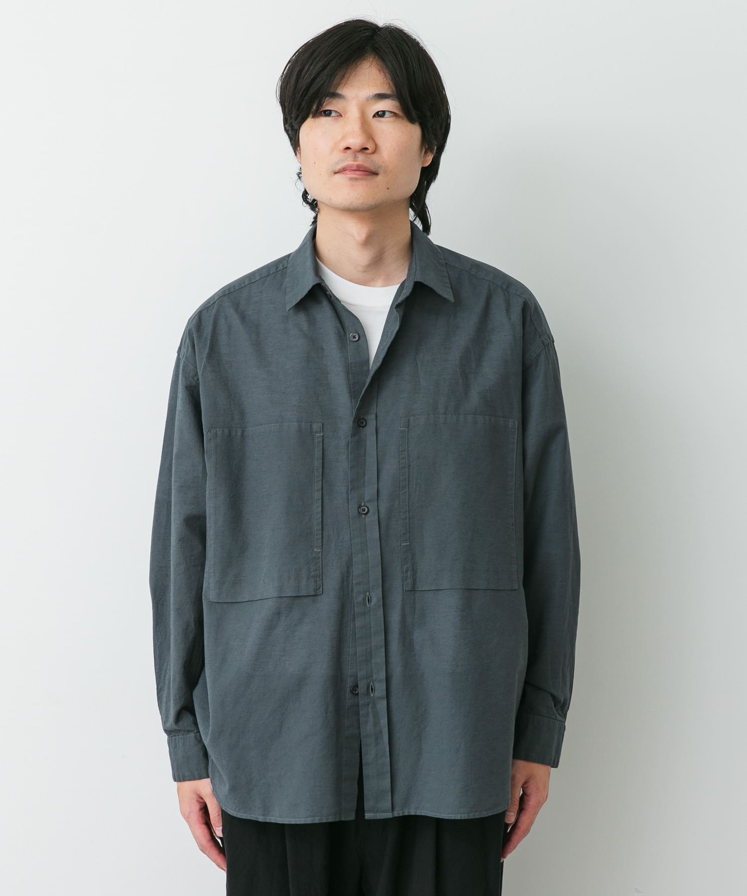 STILL BY HAND 綿ヘンプ製品染めオーバーシャツ(46 ECRU): トップス