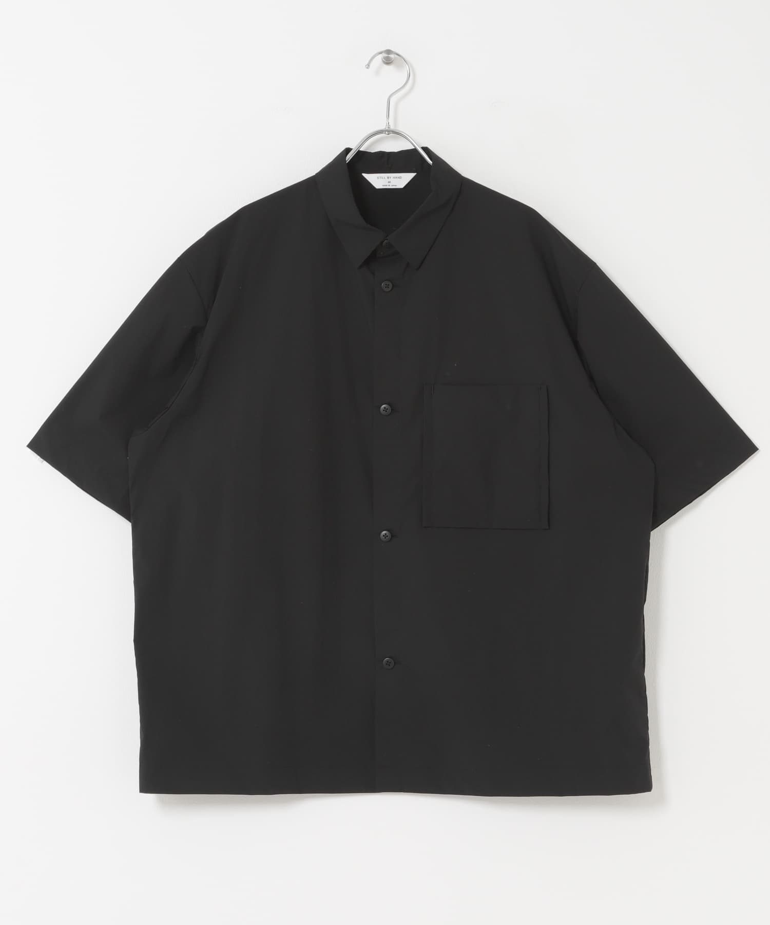 STILL BY HAND　ナイロンレギュラーカラーシャツ BLACK 46