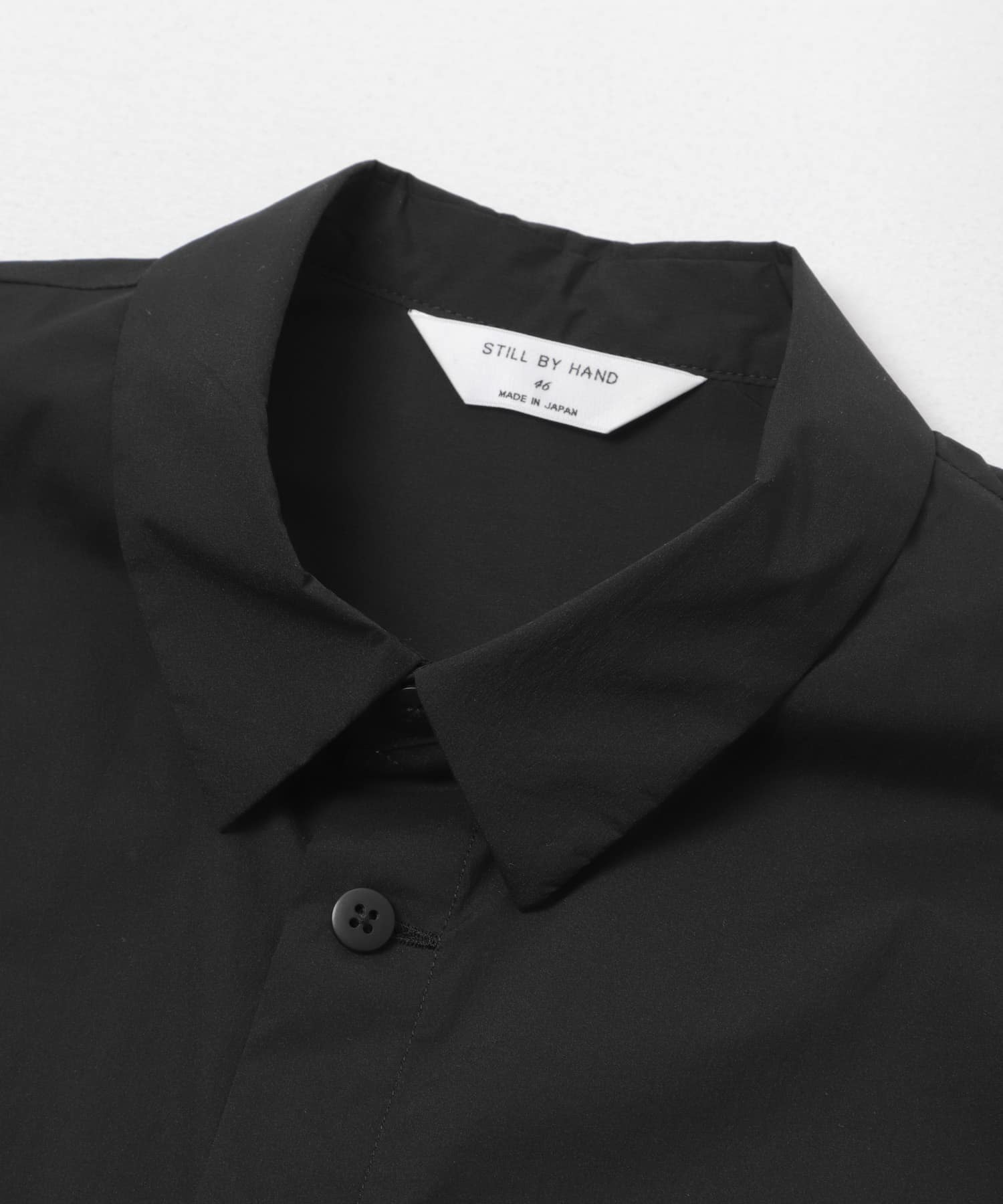 STILL BY HAND　ナイロンレギュラーカラーシャツ BLACK 46
