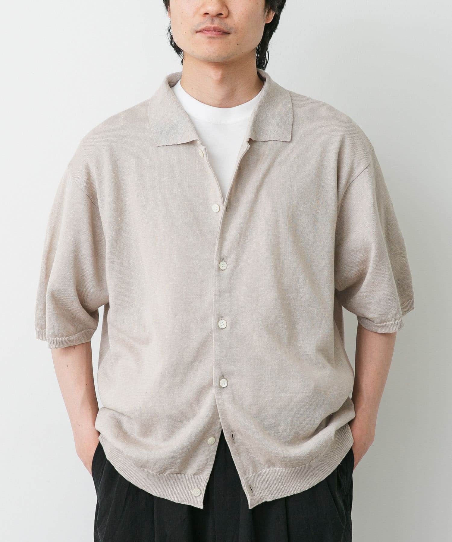 STILL BY HAND　ハーフスリーブニットカーディガン