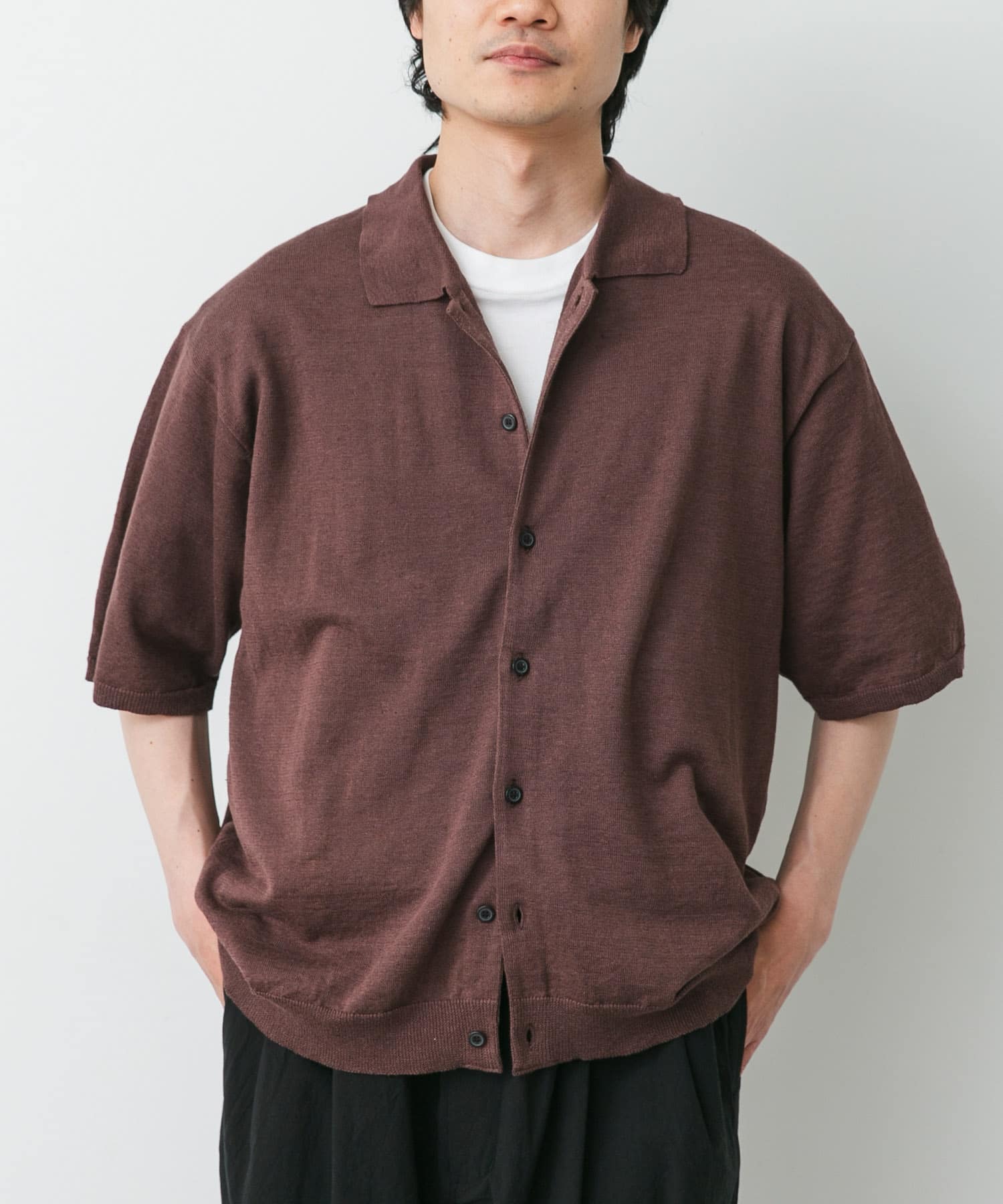 STILL BY HAND　ハーフスリーブニットカーディガン