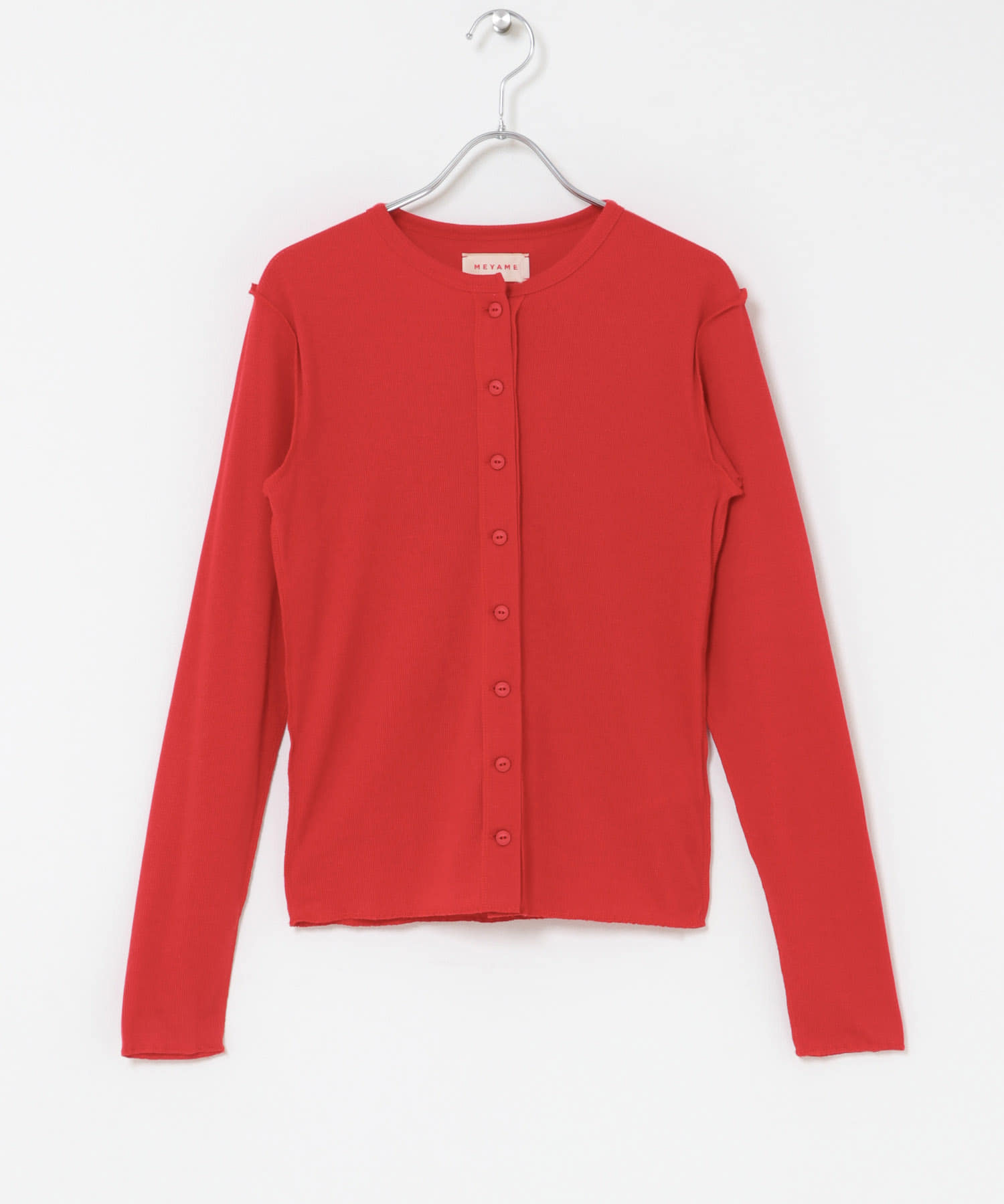 MEYAME　SOFT RIB SIDE STITCH CARDIGAN RED One
