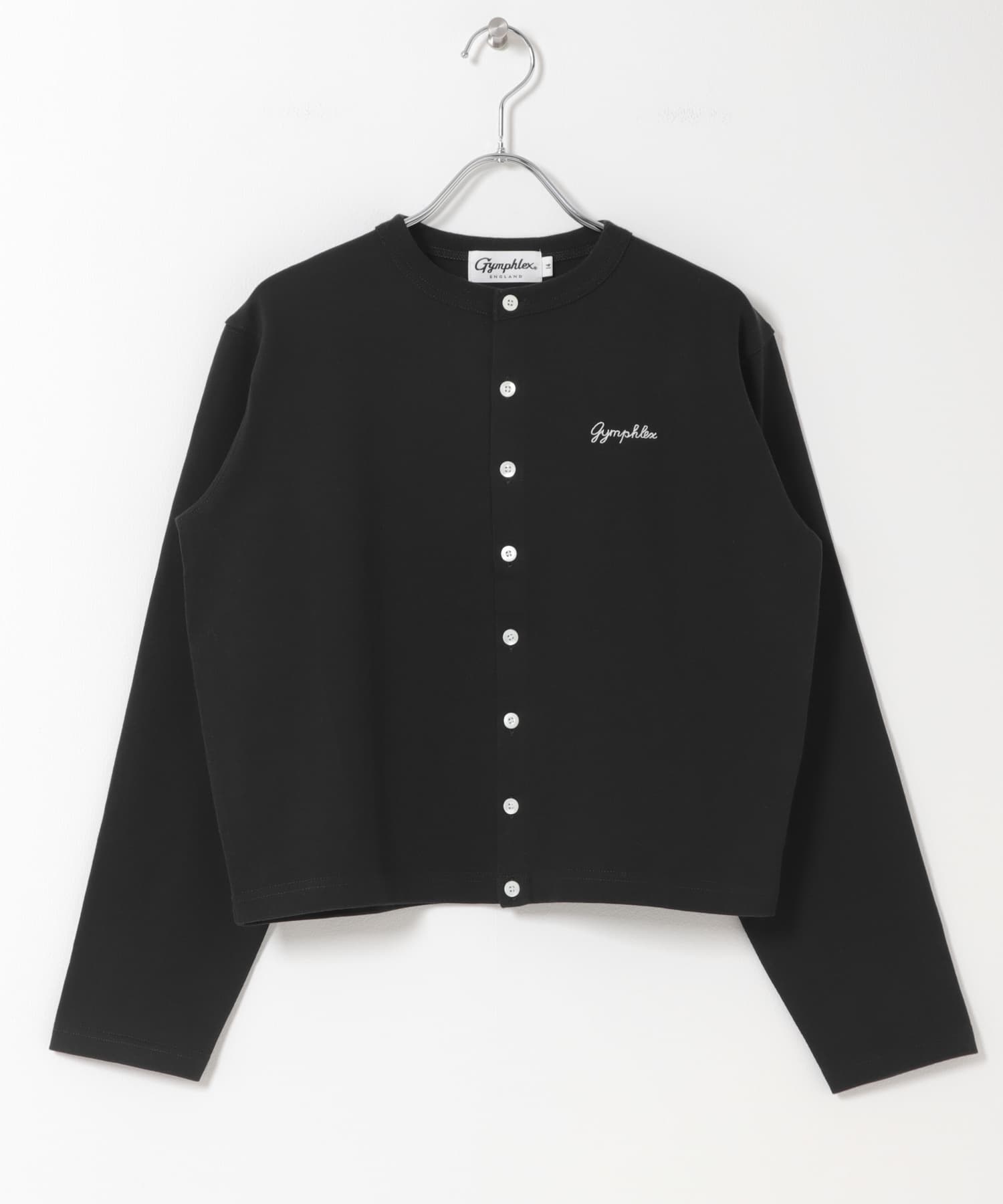 GYMPHLEX　SHORT CREW NECK CARDIGAN BLACK 14