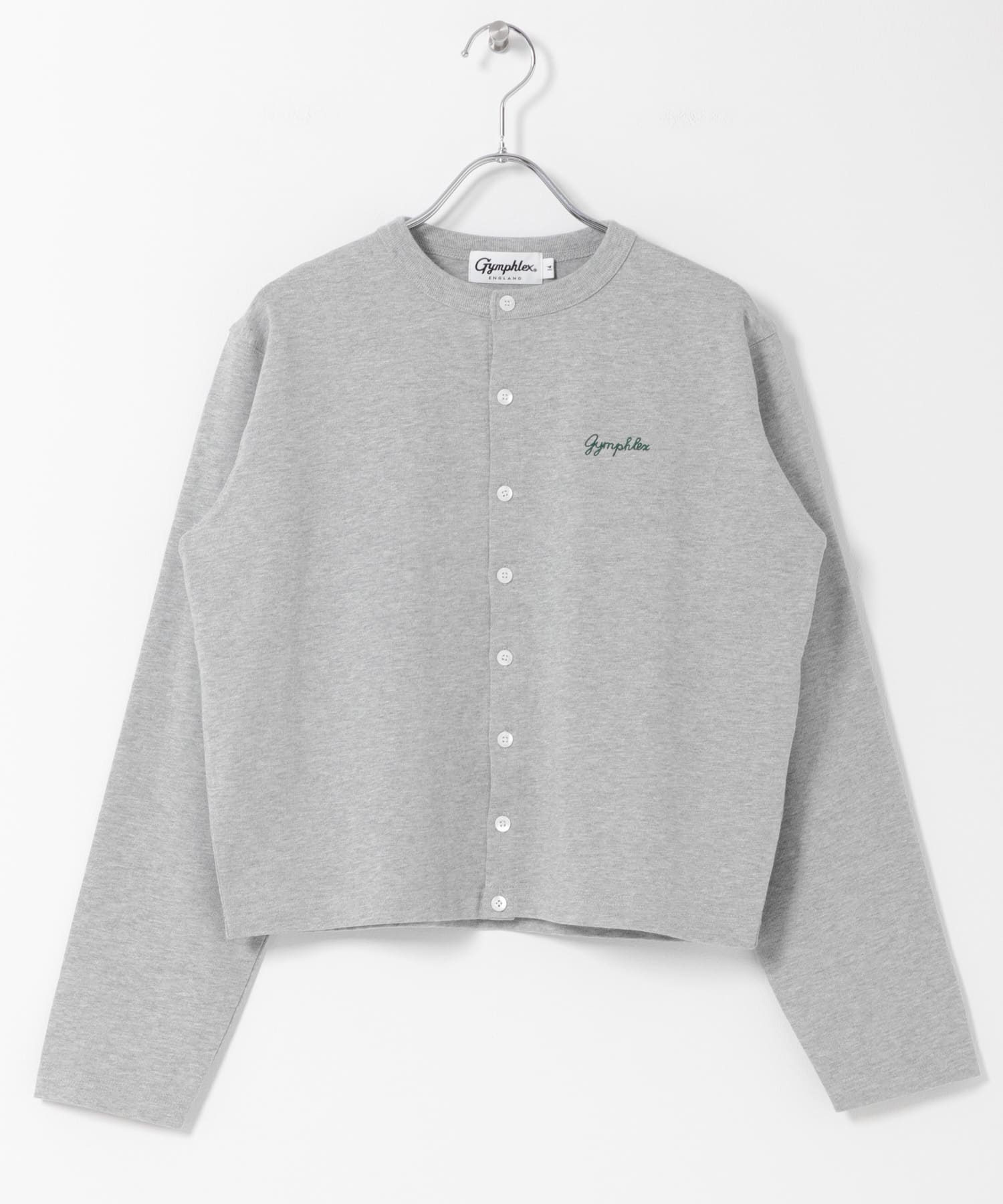 GYMPHLEX　SHORT CREW NECK CARDIGAN TOP GREY 14