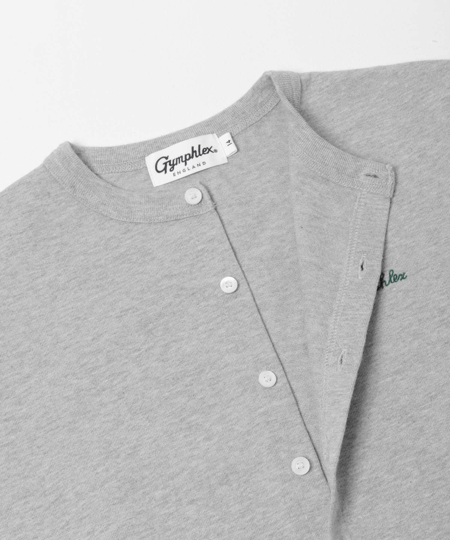 GYMPHLEX　SHORT CREW NECK CARDIGAN TOP GREY 14