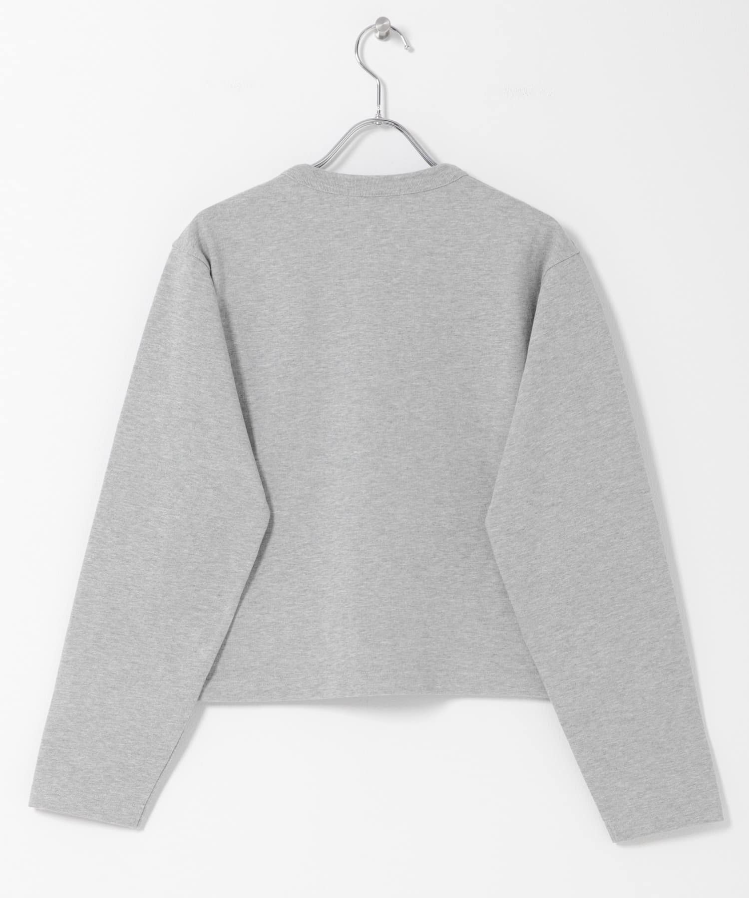 GYMPHLEX　SHORT CREW NECK CARDIGAN TOP GREY 14