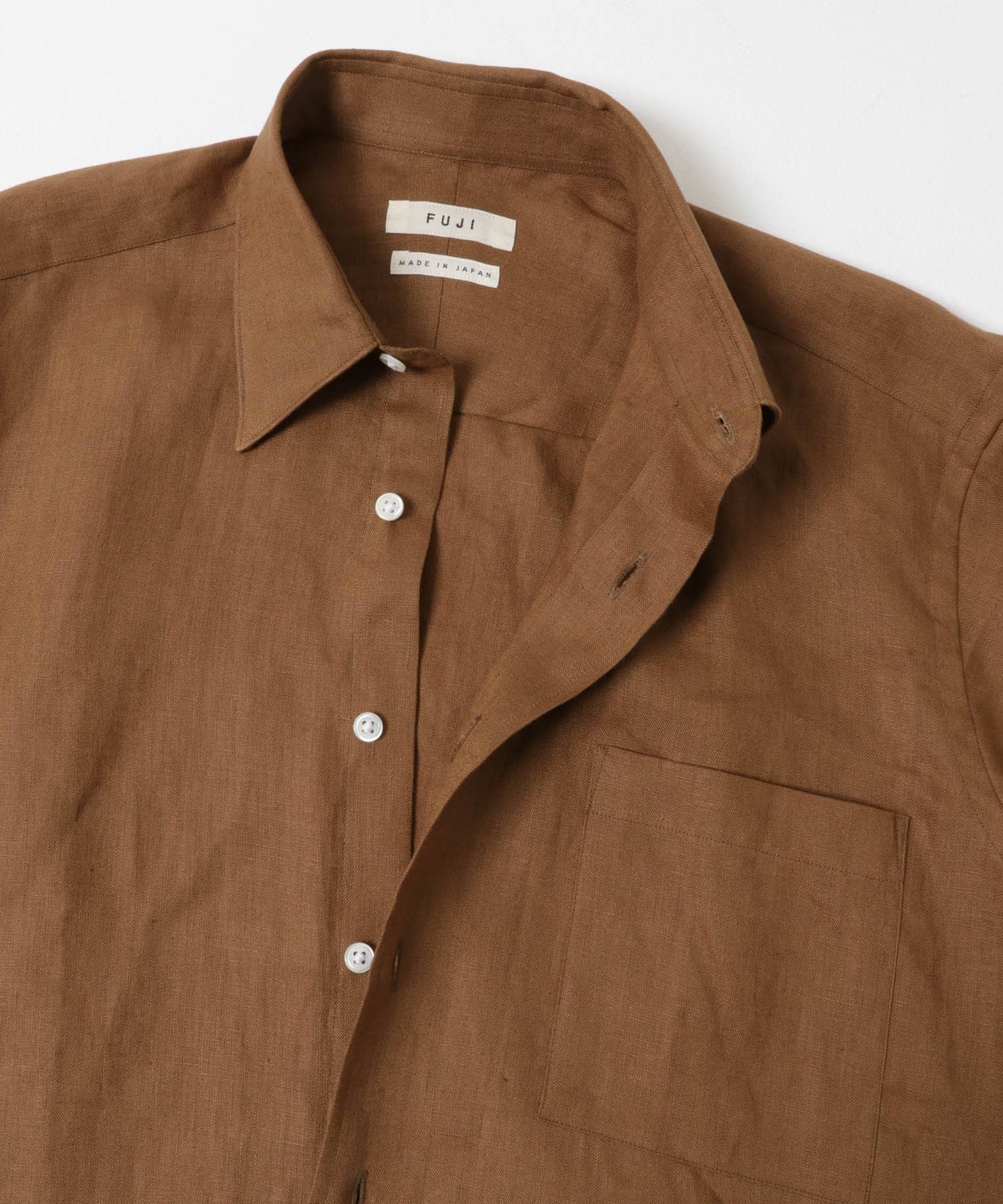 FUJI　LINEN STANDARD SHIRTS BROWN 2