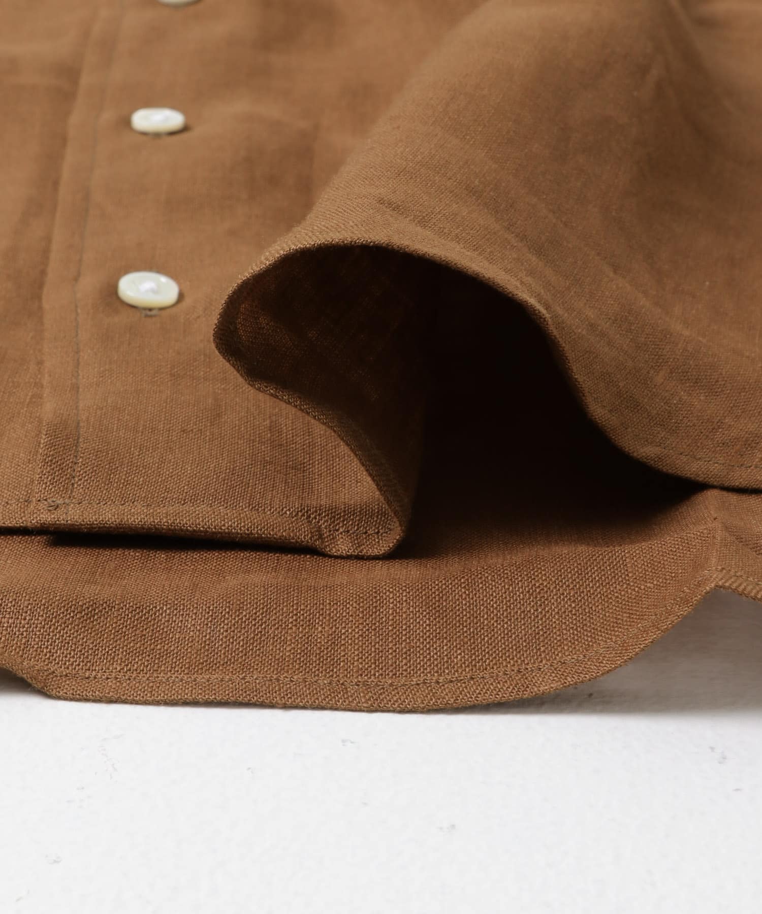 FUJI　LINEN STANDARD SHIRTS BROWN 2
