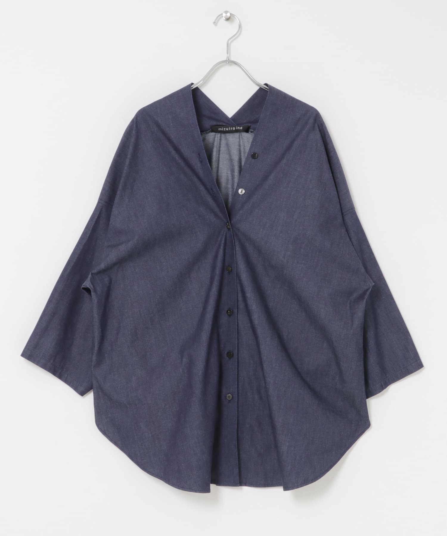 mizuiro-ind　V NECK DENIM SHIRTS