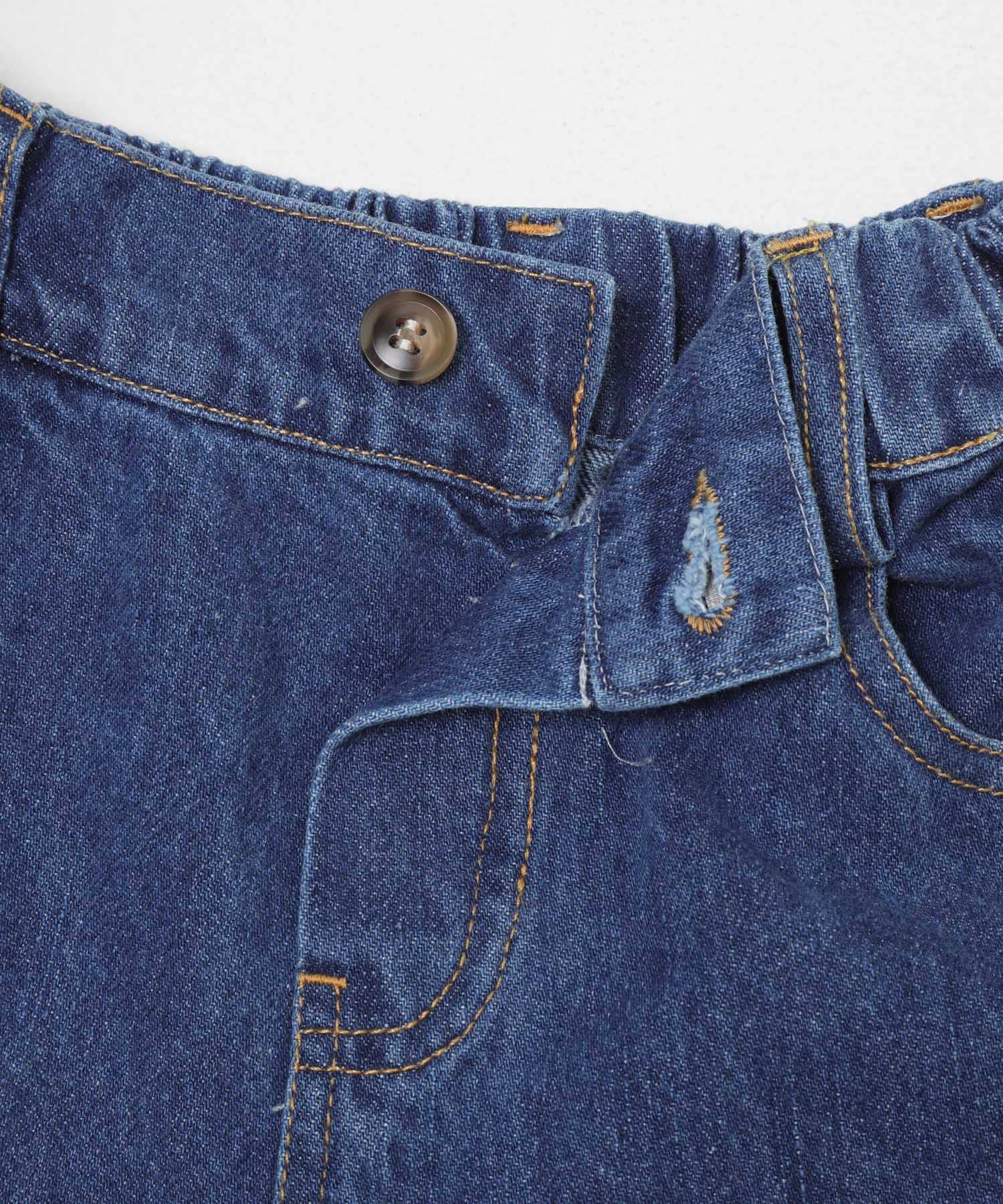 『別注カラー』Solii+Sola　CROSS STITCH DENIM(KIDS) 別注BL×YE 4-5y