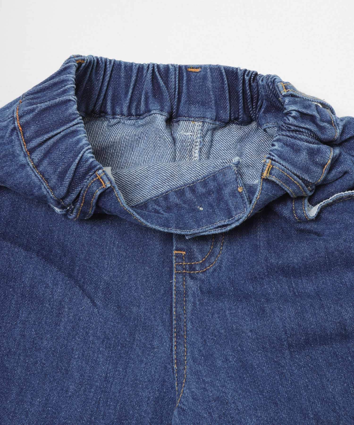 『別注カラー』Solii+Sola　CROSS STITCH DENIM(KIDS) 別注BL×YE 4-5y