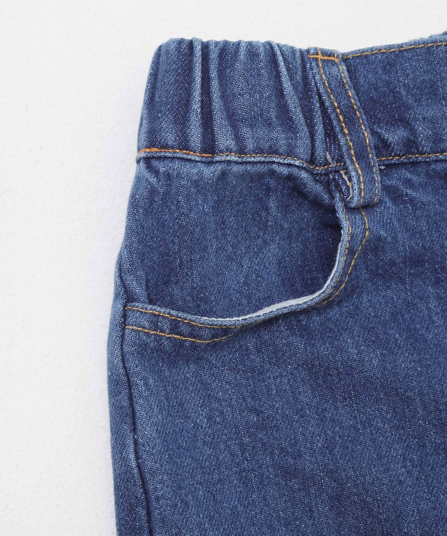 『別注カラー』Solii+Sola　CROSS STITCH DENIM(KIDS) 別注BL×YE 4-5y