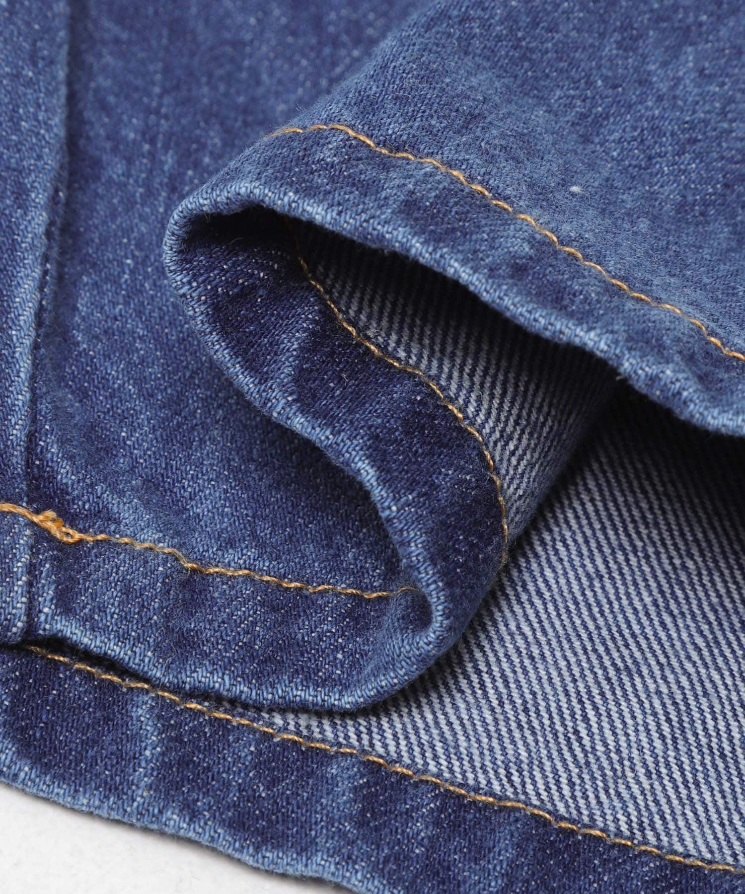 『別注カラー』Solii+Sola　CROSS STITCH DENIM(KIDS) 別注BL×YE 5-6y