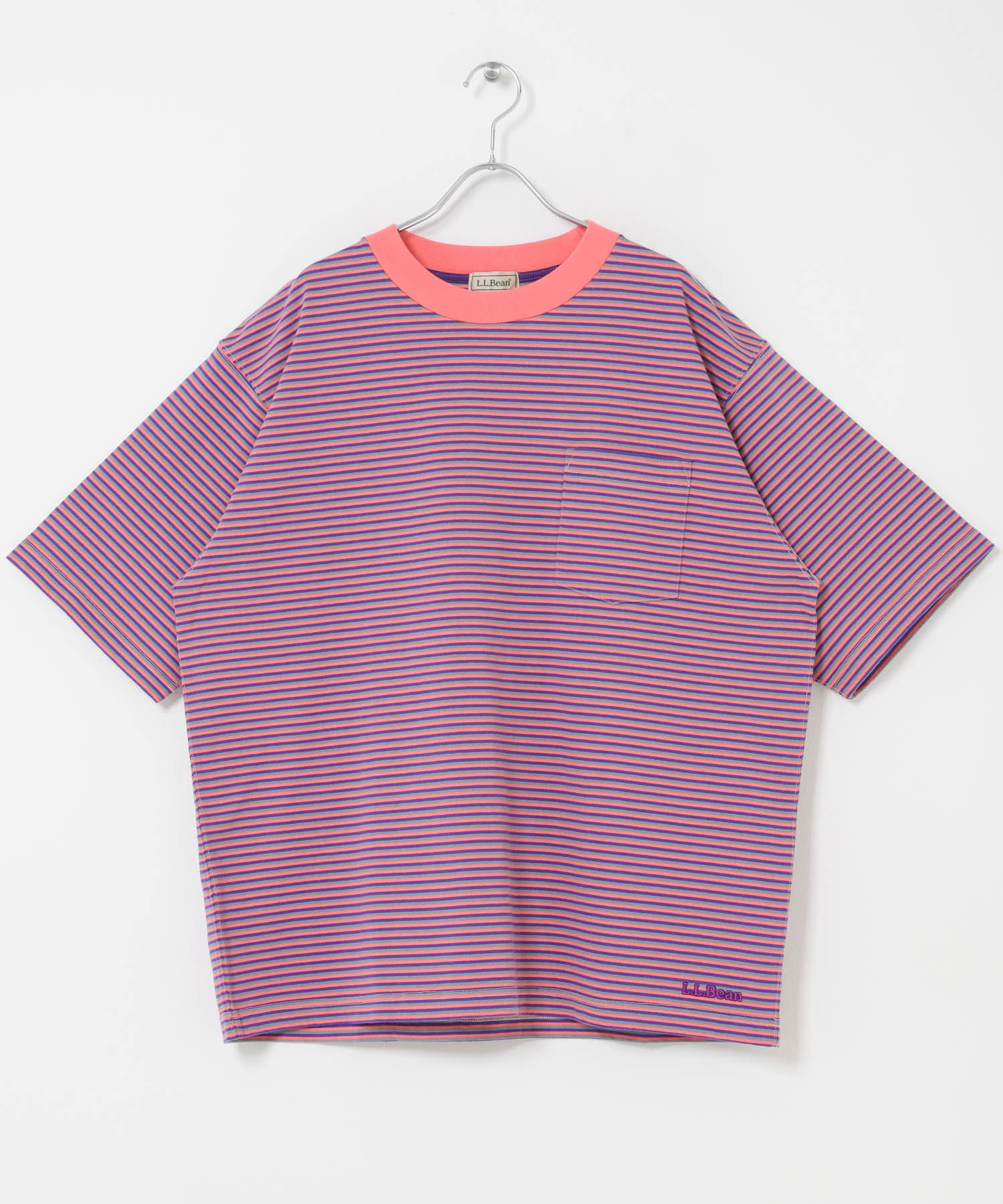 L.L.Bean JAPAN EDITION　UNION SHORT-SLEEVE STRIPED T-SHIRTS CORAL/MINT M