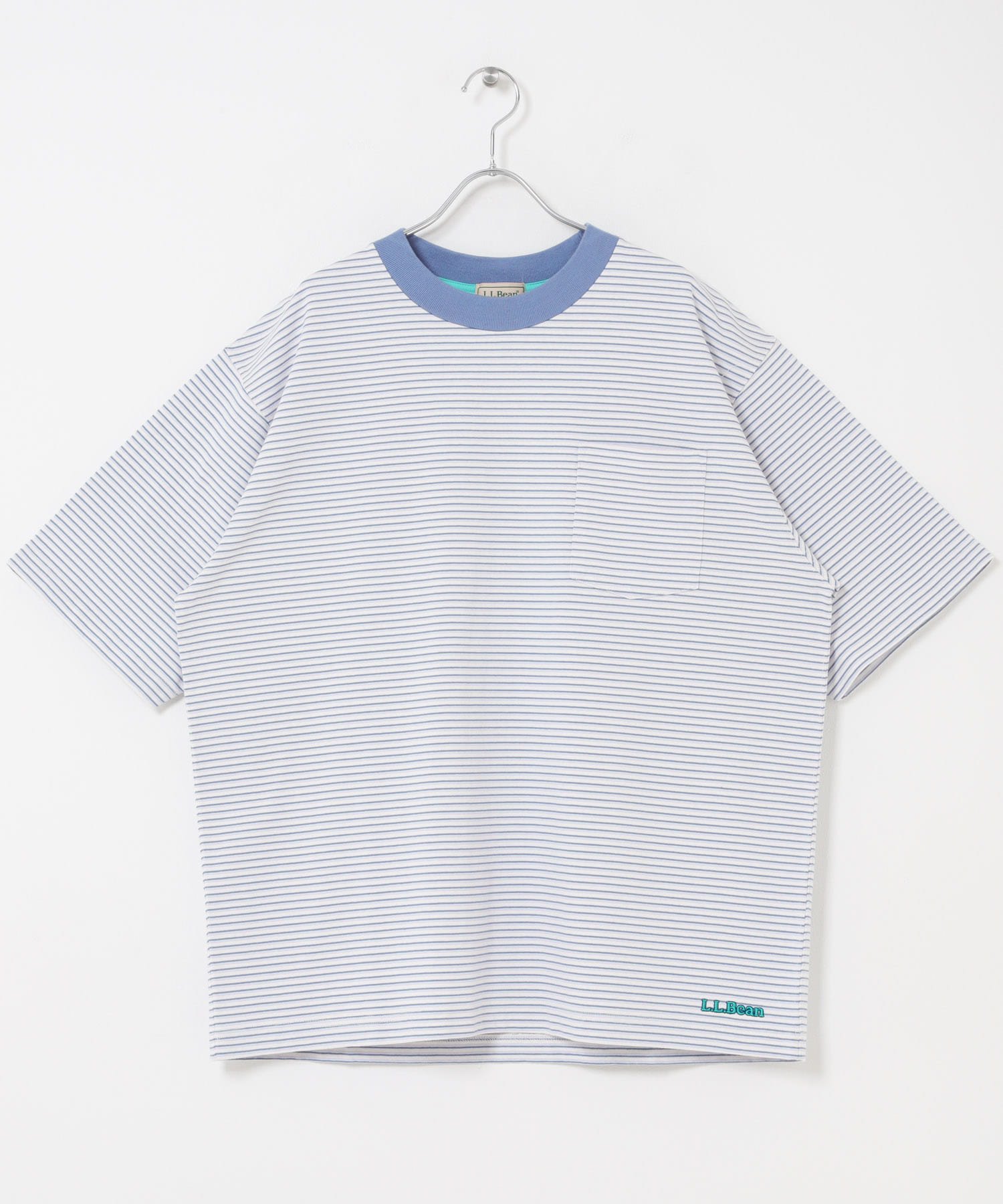 L.L.Bean JAPAN EDITION　UNION SHORT-SLEEVE STRIPED T-SHIRTS SAX/ROSE M