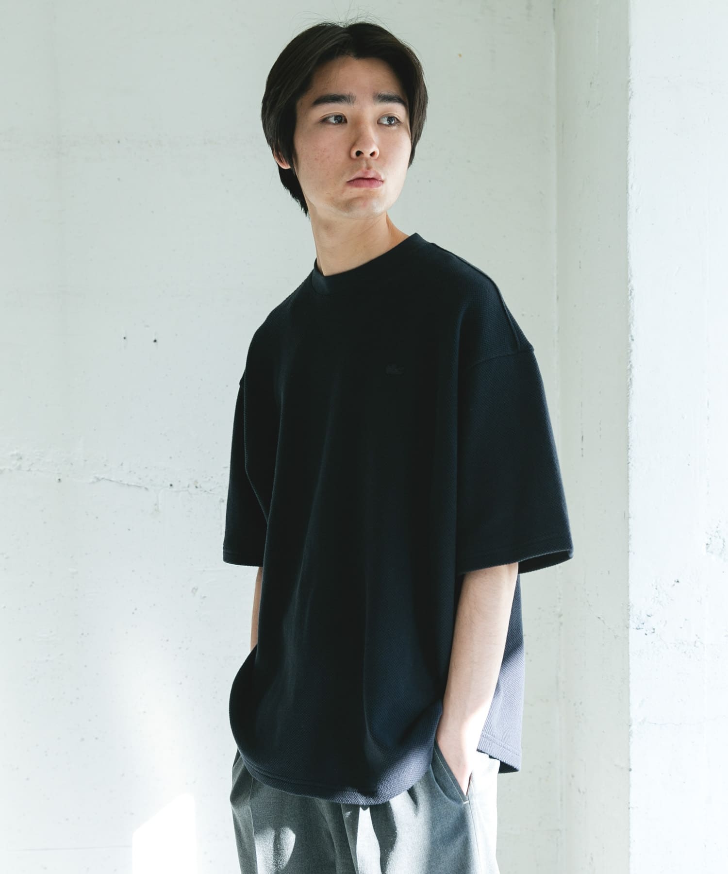 別注』LACOSTE×DOORS THICK PIQUE ROUND SHORT-SLEEVE(3 ABYSS BLUE
