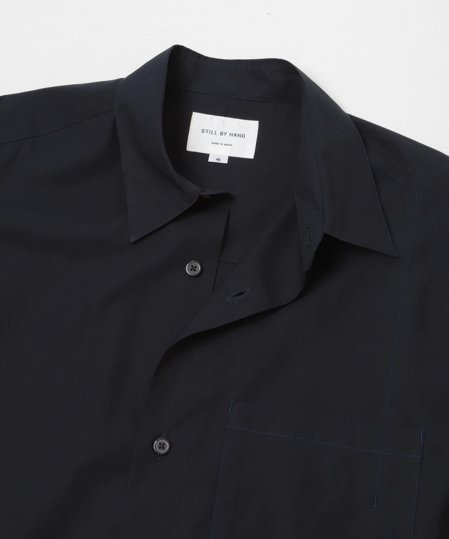 STILL BY HAND　HALF SLEEVE COTTON SHIRTS NAVY 46
