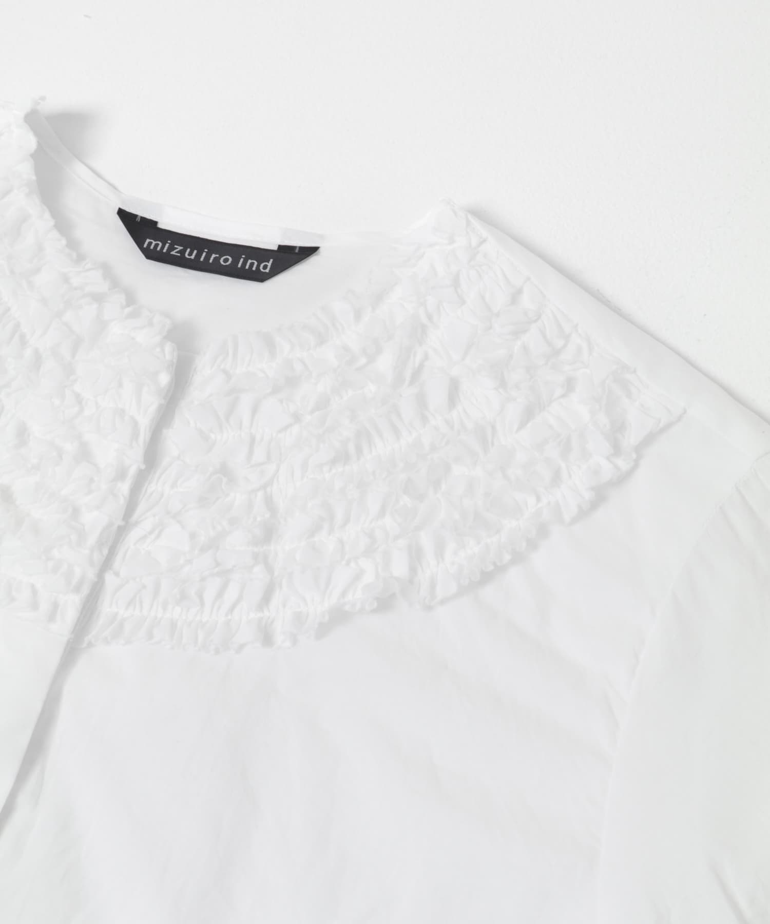 mizuiro-ind　FRILL CREW NECK SHIRTS OFFWHITE One