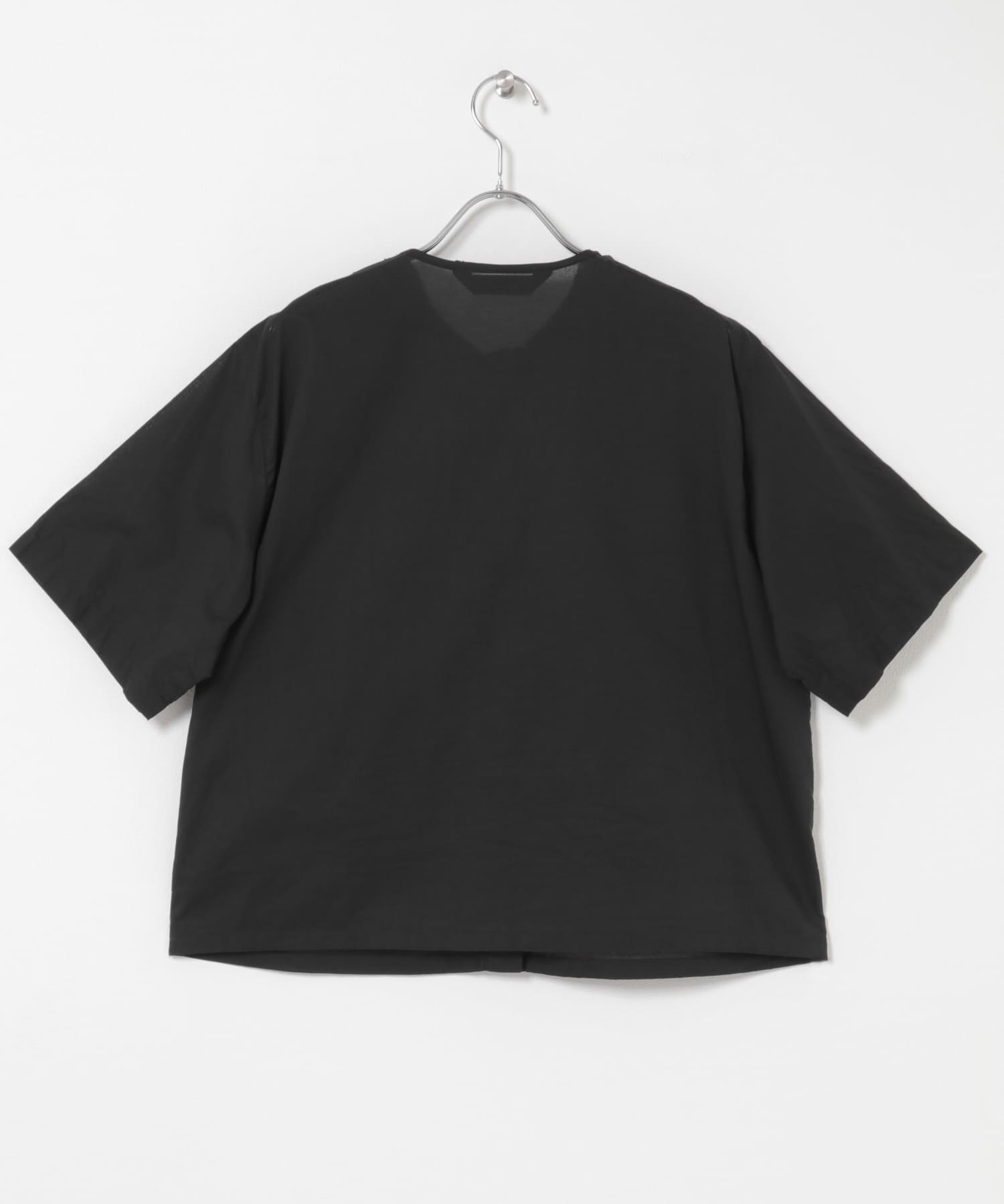 mizuiro-ind　FRILL CREW NECK SHIRTS BLACK One