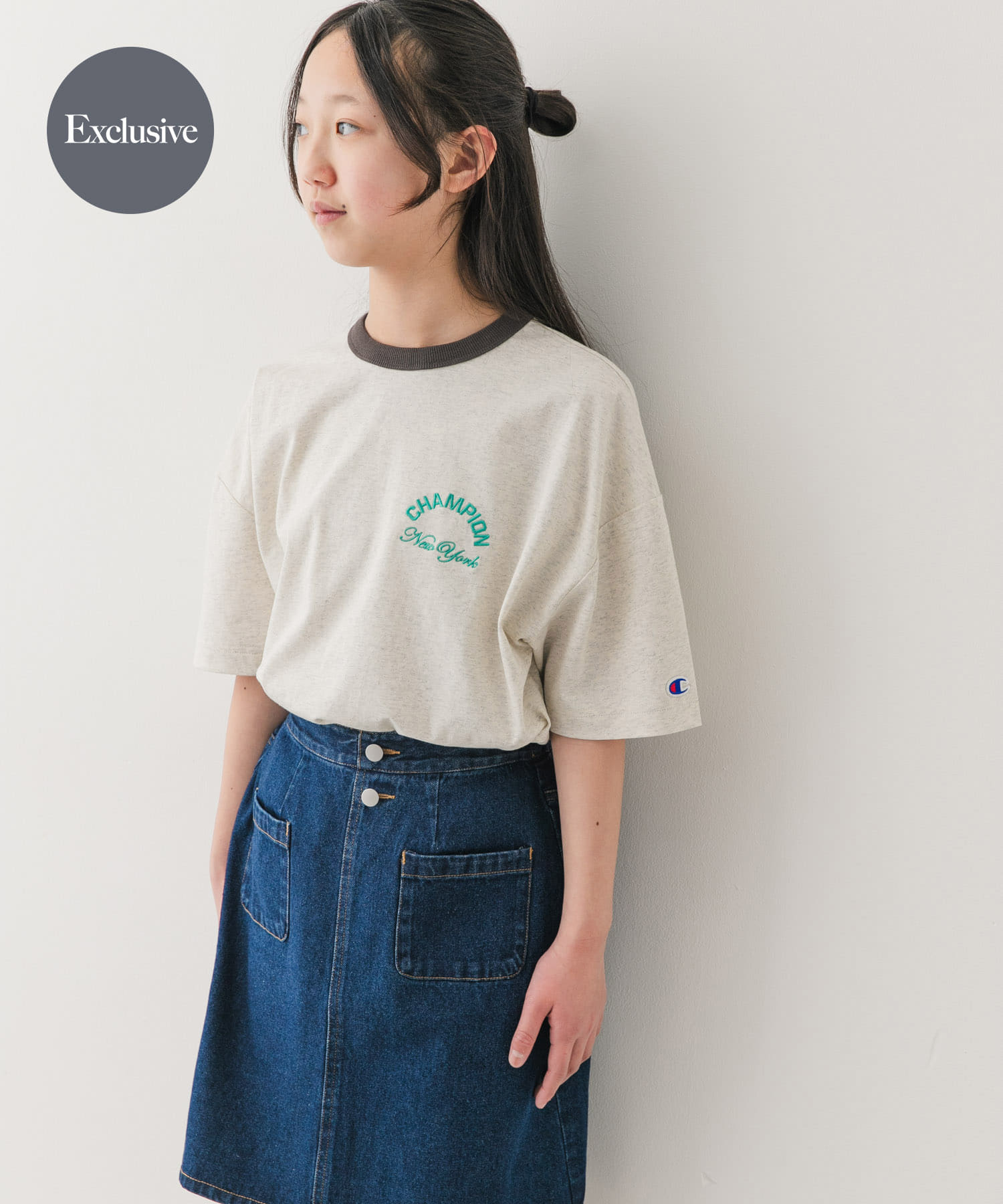 『150サイズ』『別注』CHAMPION×DOORS　リンガー刺繍ロゴTシャツ(KIDS)