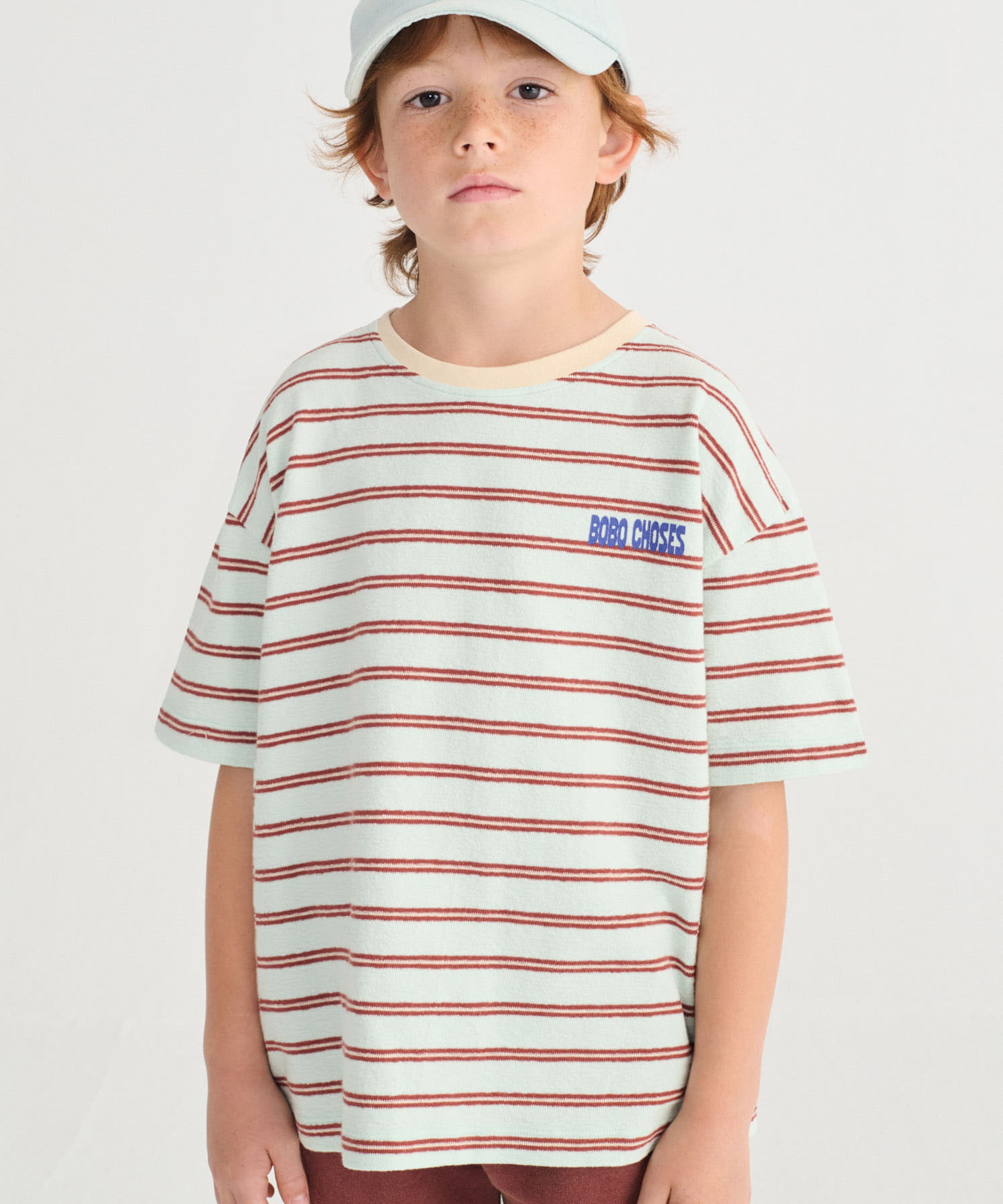 BOBO CHOSES STRIPES T-SHIRTS(KIDS)(4-5y LIGHT BLUE): トップス