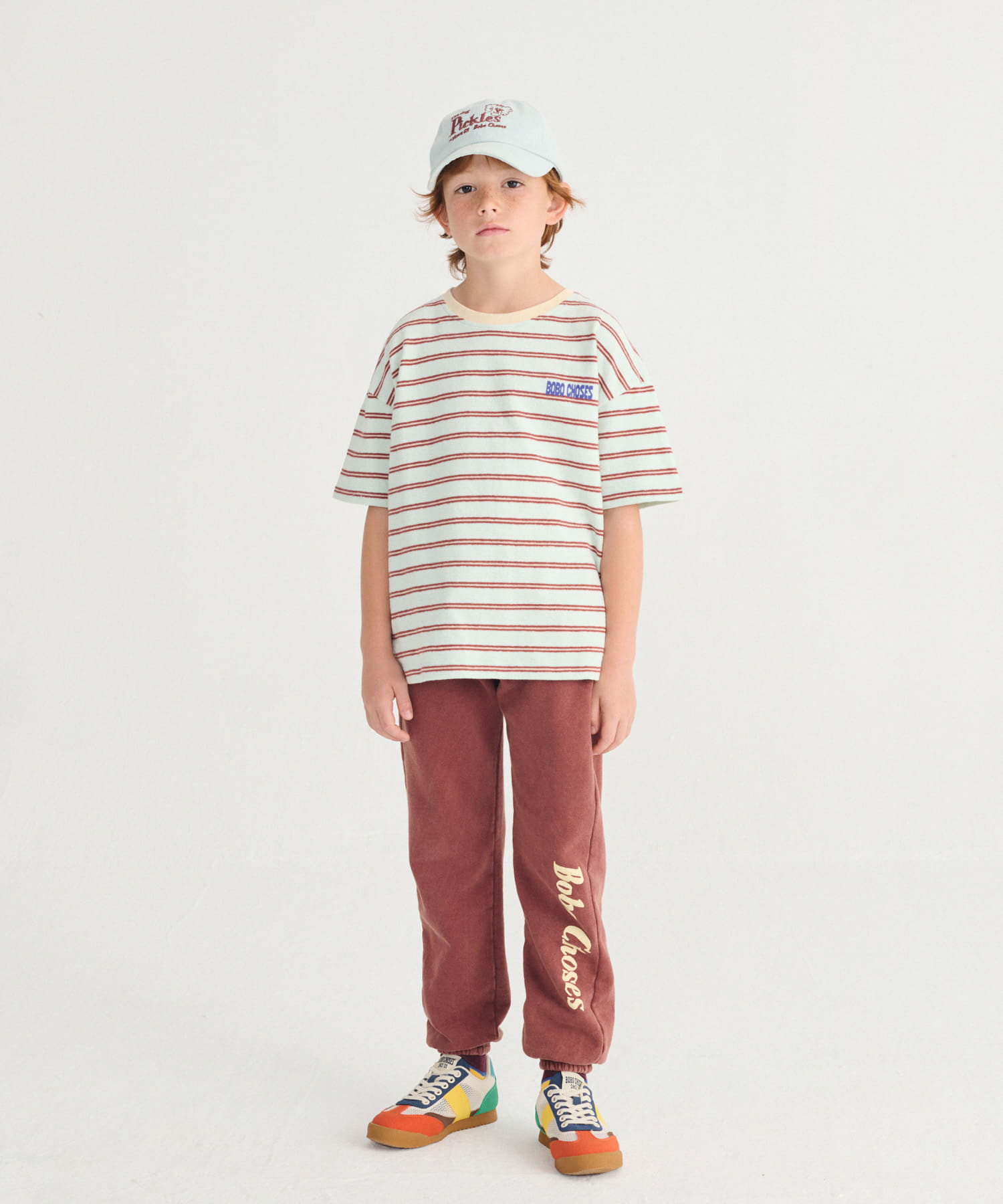 BOBO CHOSES 　STRIPES T-SHIRTS(KIDS) LIGHT BLUE 4-5y