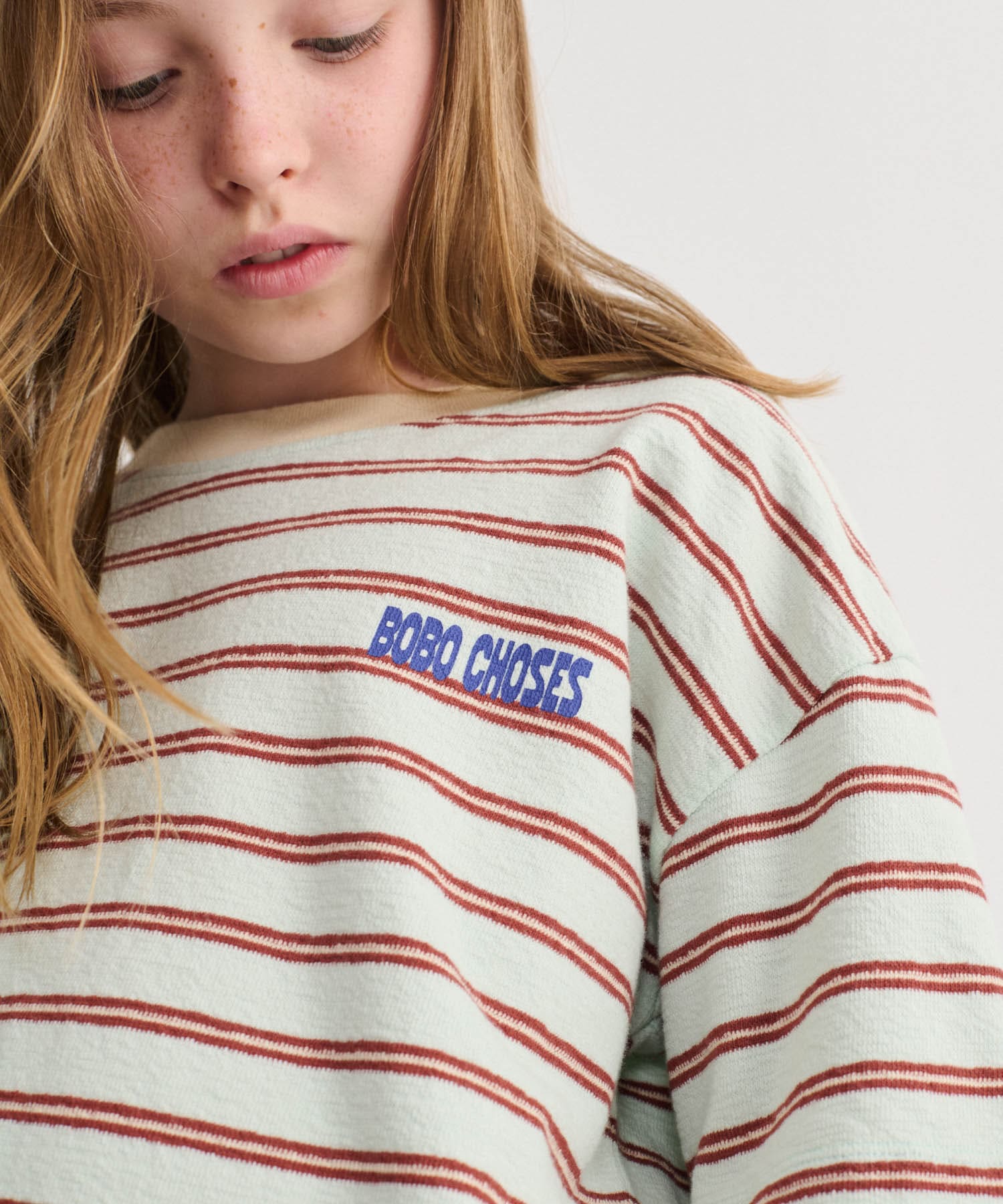 BOBO CHOSES 　STRIPES T-SHIRTS(KIDS) LIGHT BLUE 4-5y