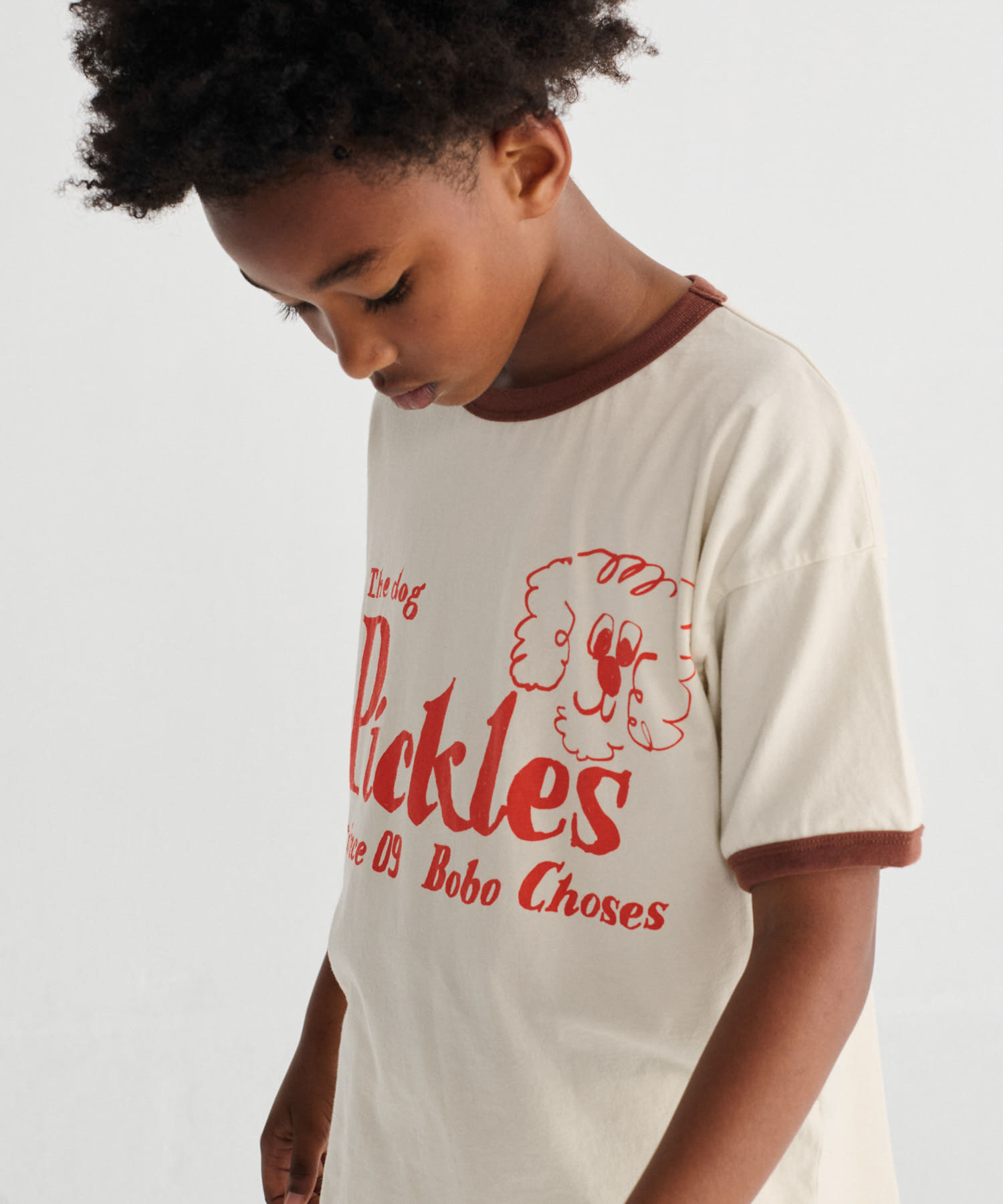 BOBO CHOSES PICLES THE DOG T-SHIRTS(KIDS)(4-5y OFF WHITE): キッズ
