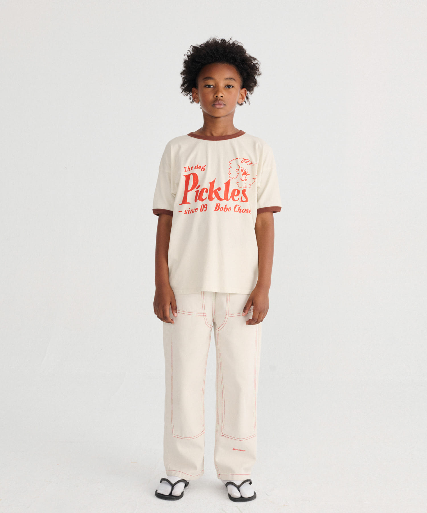 BOBO CHOSES　PICLES THE DOG T-SHIRTS(KIDS) OFF WHITE 4-5y