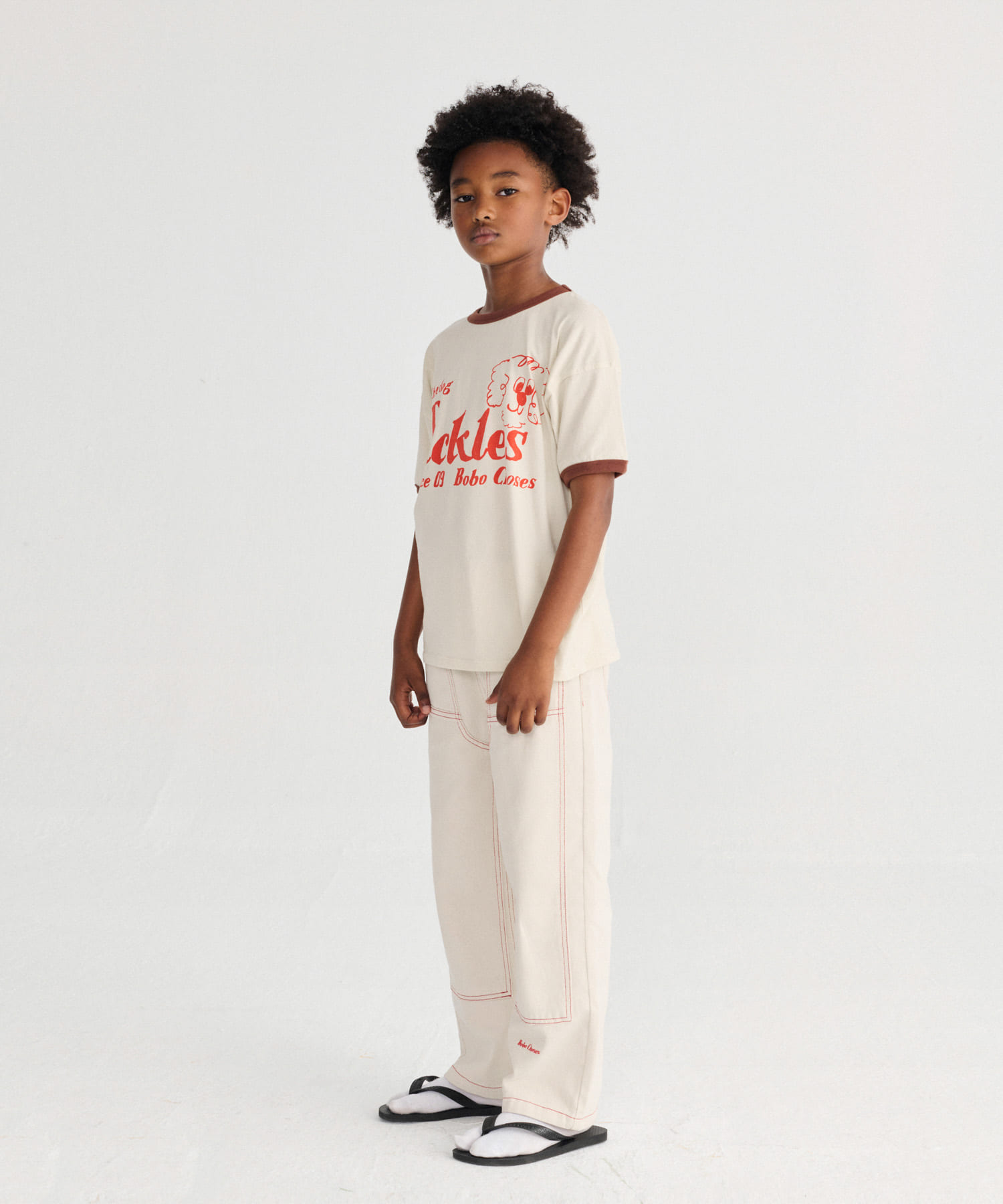 BOBO CHOSES　PICLES THE DOG T-SHIRTS(KIDS) OFF WHITE 4-5y