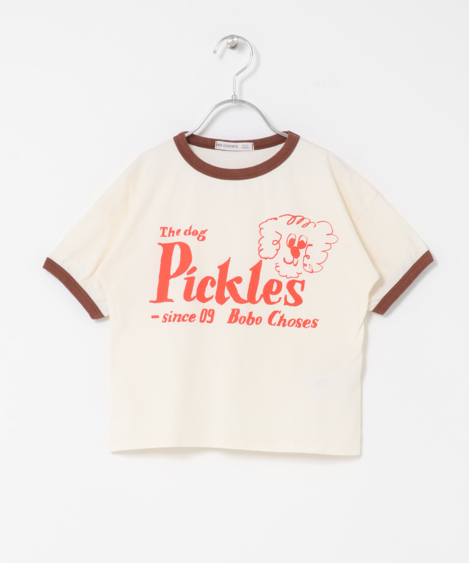BOBO CHOSES PICLES THE DOG T-SHIRTS(KIDS)(4-5y OFF WHITE): キッズ