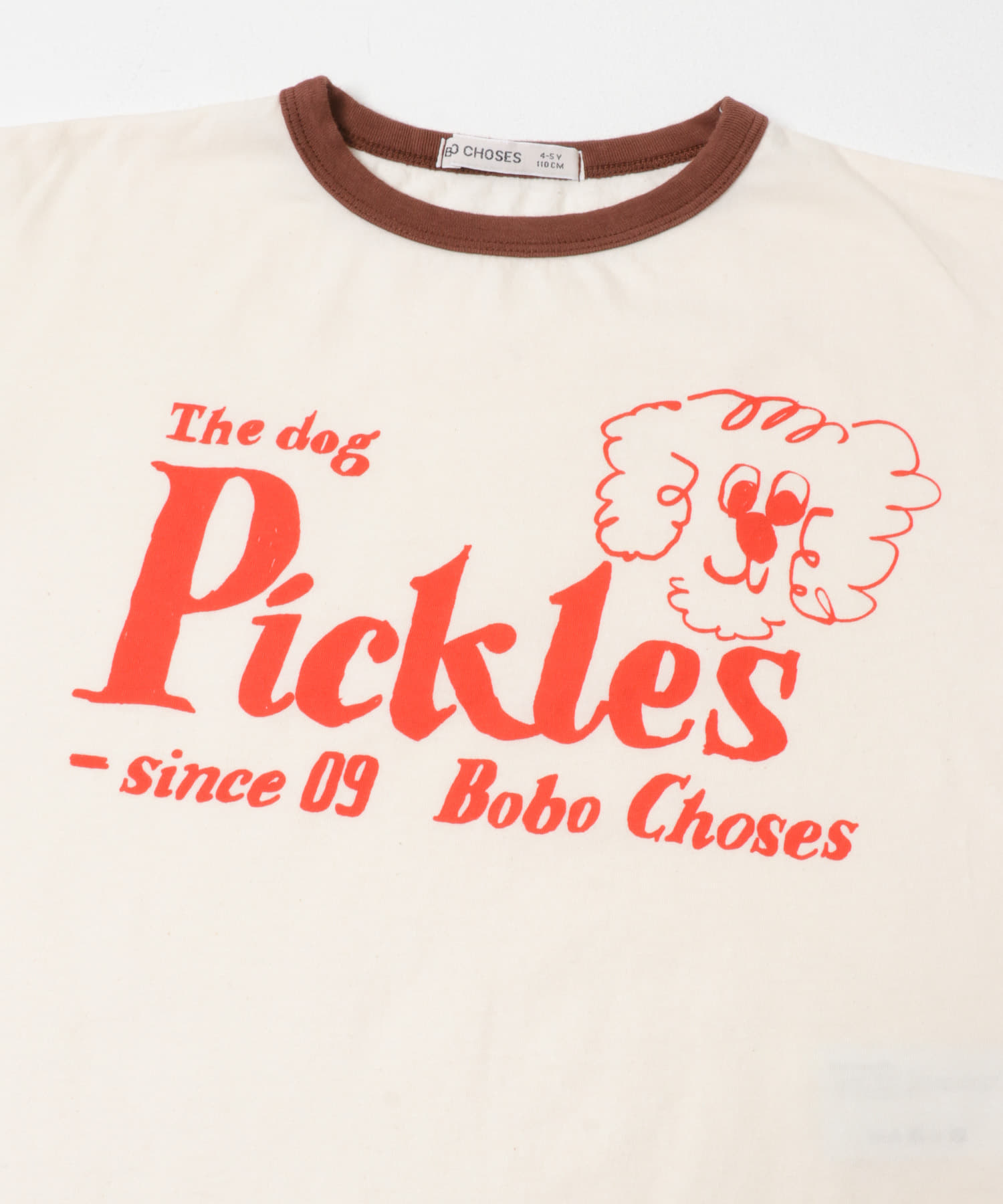 BOBO CHOSES PICLES THE DOG T-SHIRTS(KIDS)(4-5y OFF WHITE): キッズ