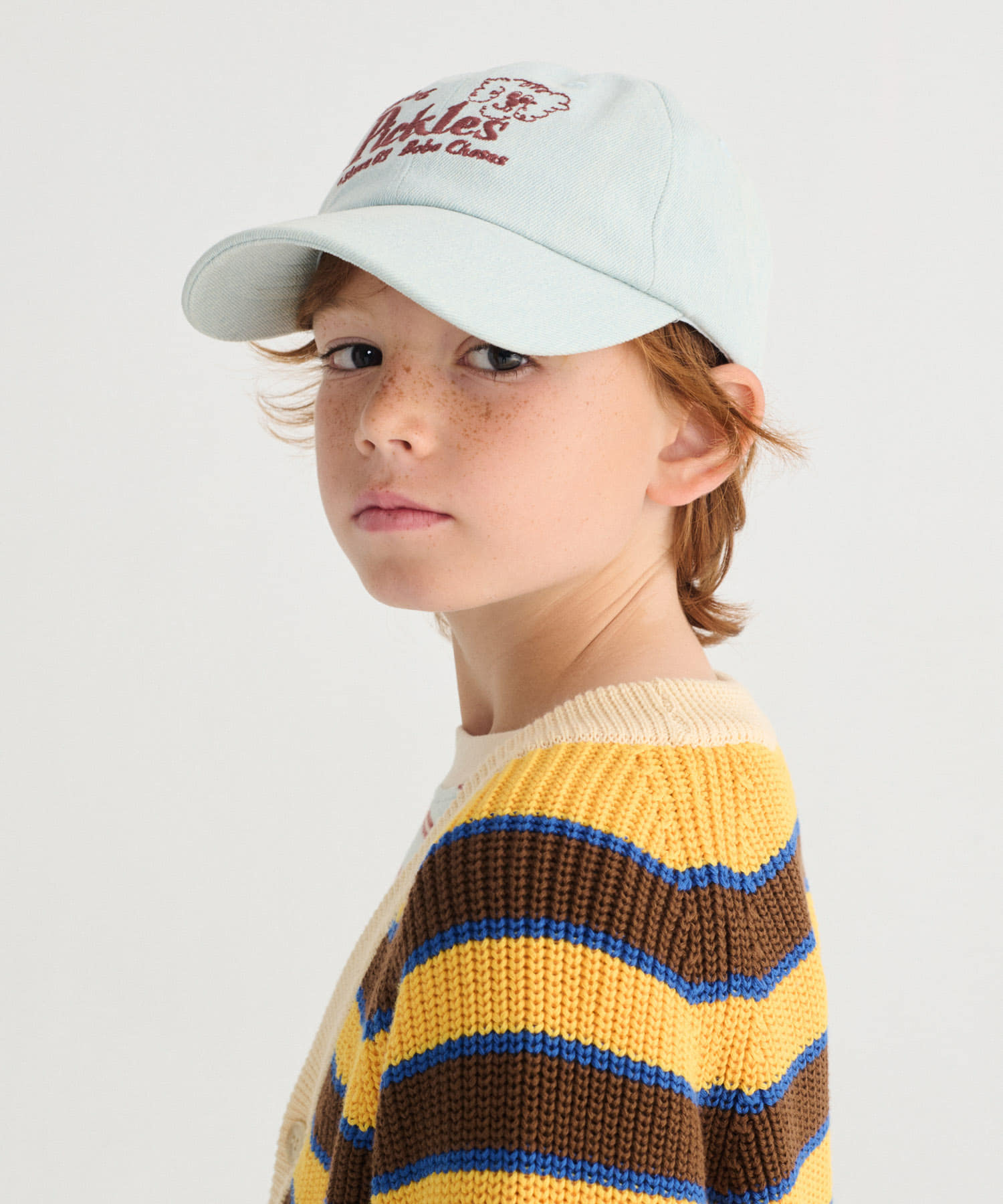BOBO CHOSES PICKLES THE DOG DENIM CAP (KIDS)(One BLUE): キッズ