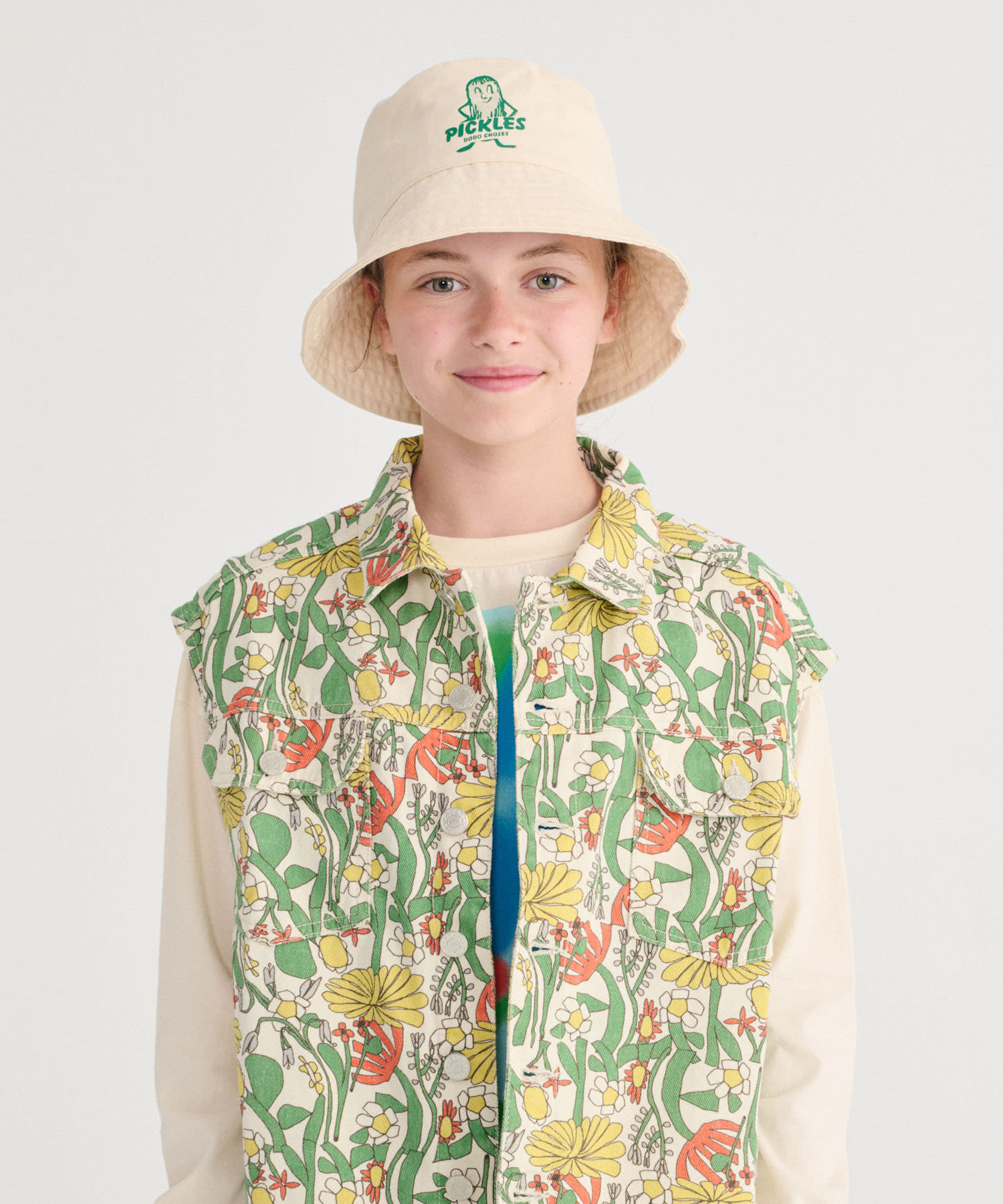 BOBO CHOSES　PICKLES REVERSIBLE HAT(KIDS) OFF WHITE One