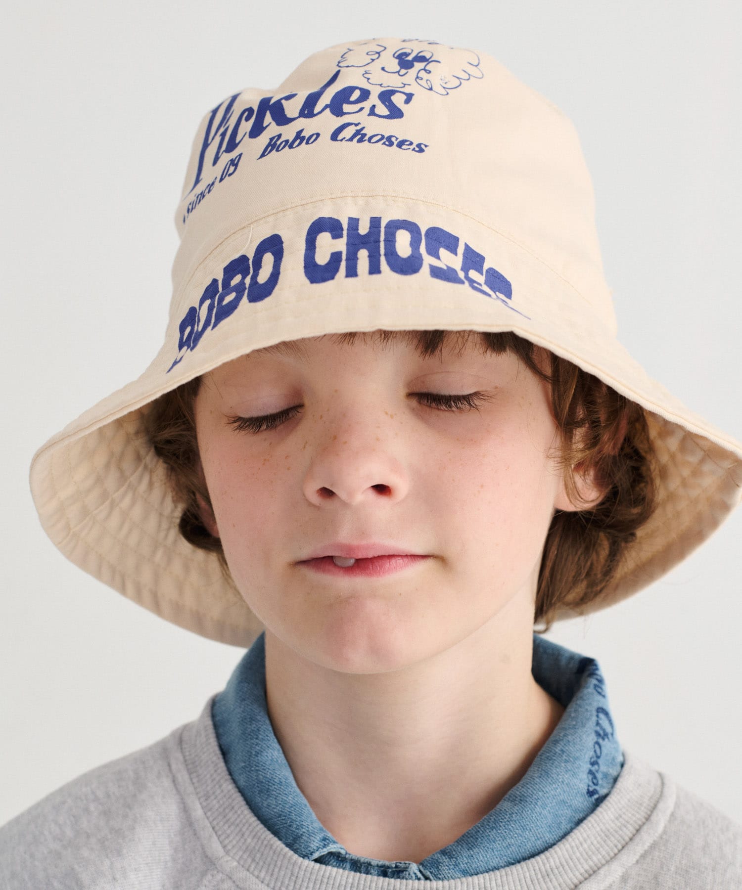 BOBO CHOSES　PICKLES REVERSIBLE HAT(KIDS) OFF WHITE One