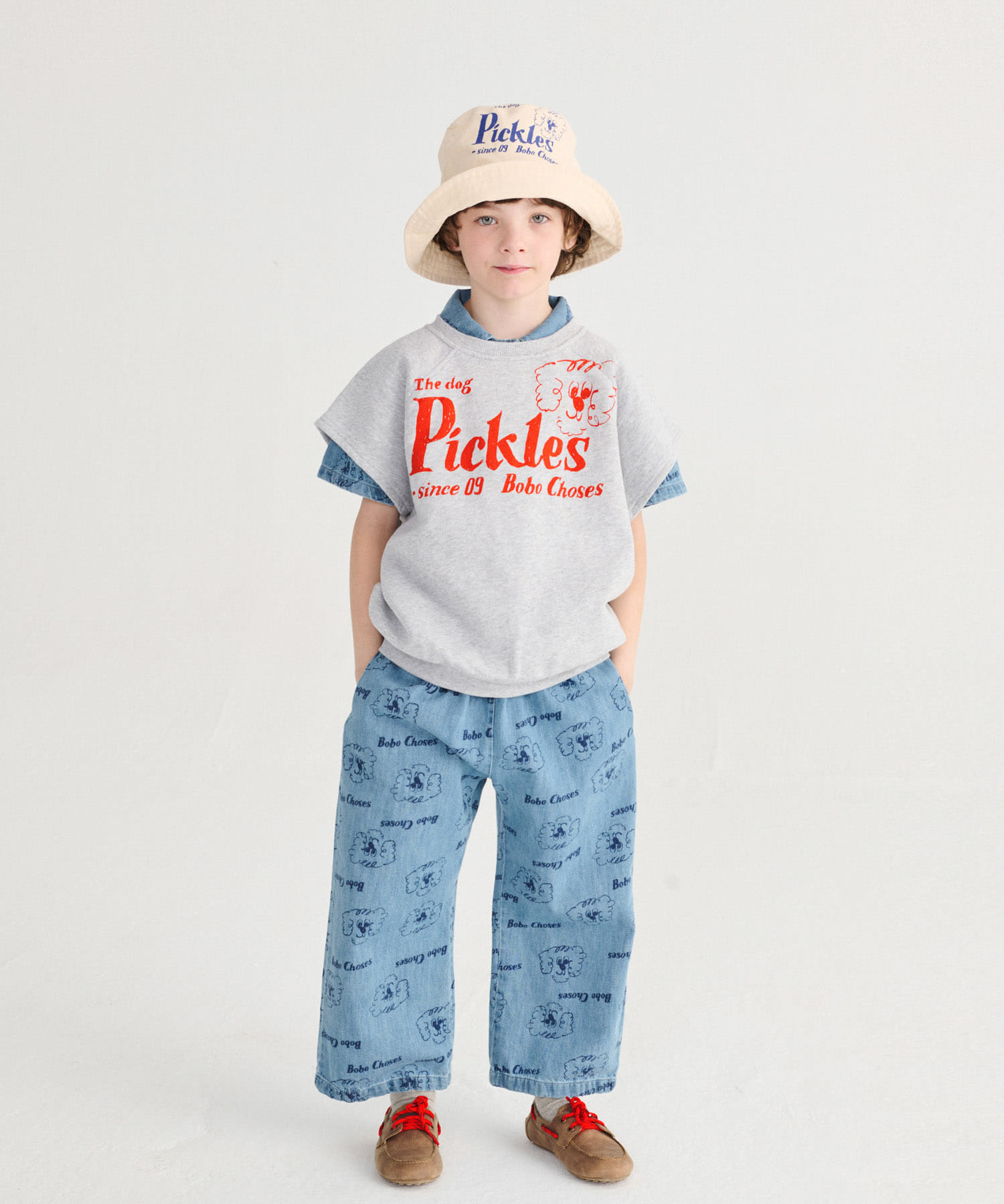 BOBO CHOSES　PICKLES REVERSIBLE HAT(KIDS) OFF WHITE One