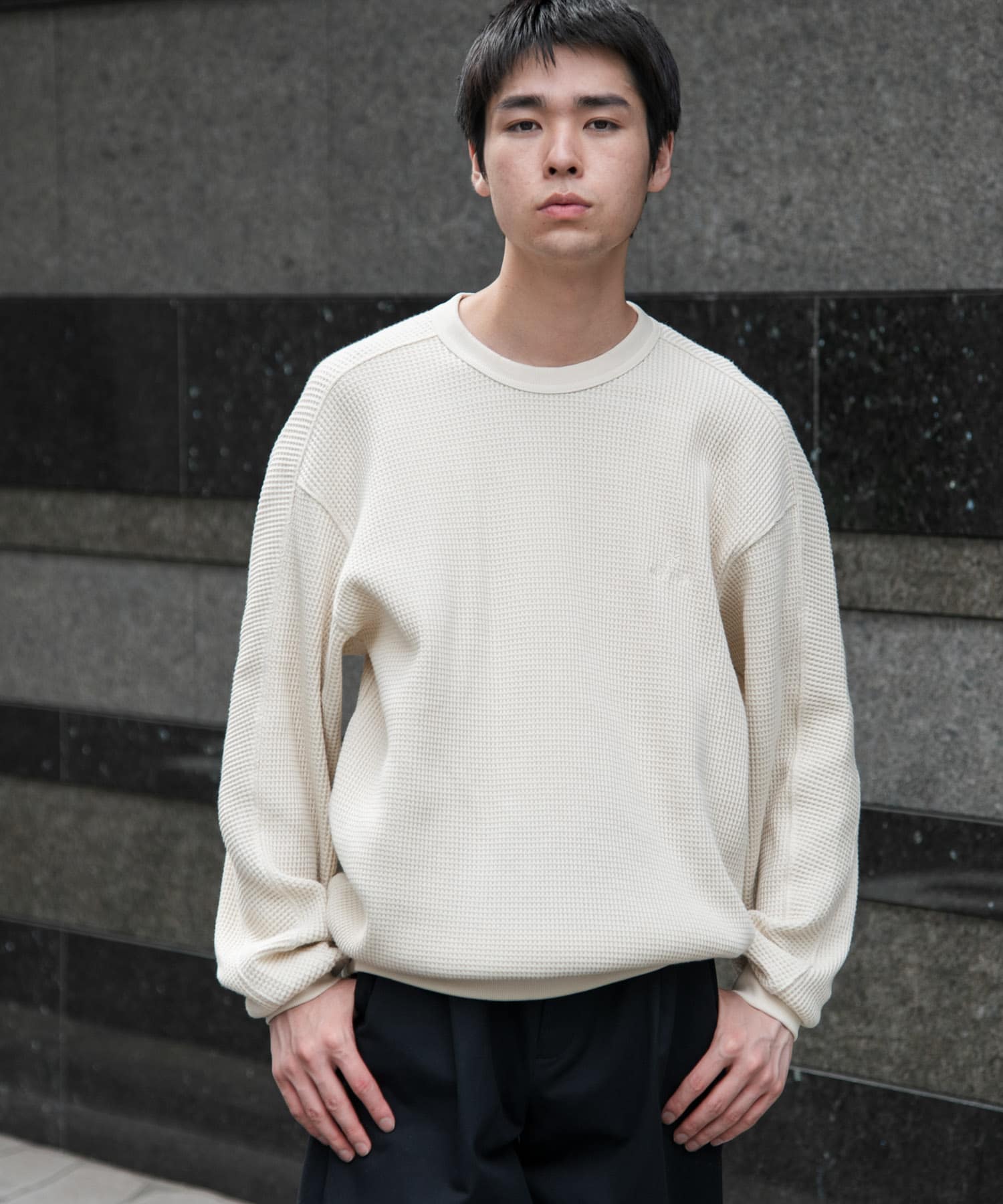 別注』Snow Peak Apparel×DOORS HEAVYWEIGHT WAFFLE PULLOVER(M IVORY