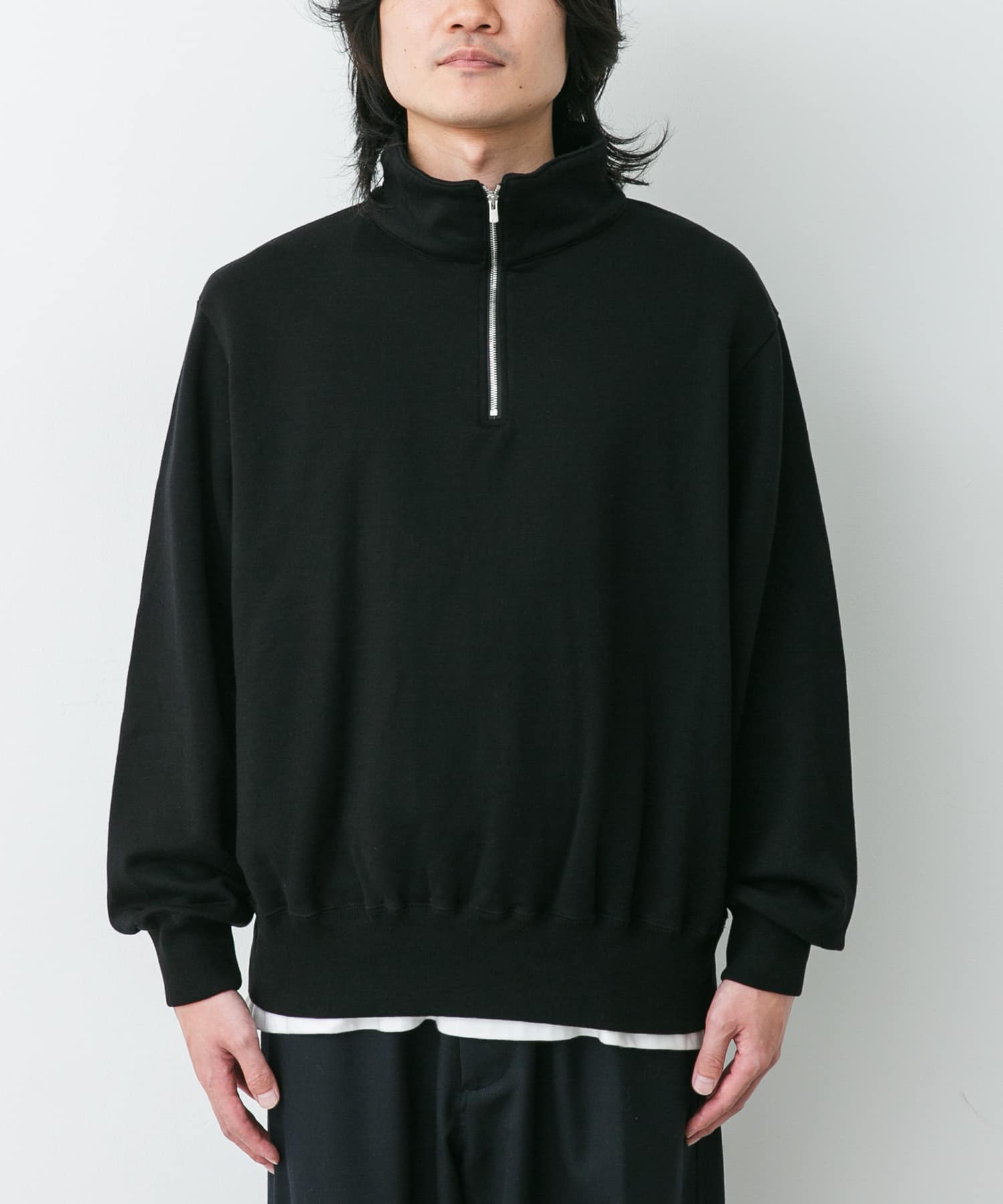 awasa　ハーフジップスウェット
